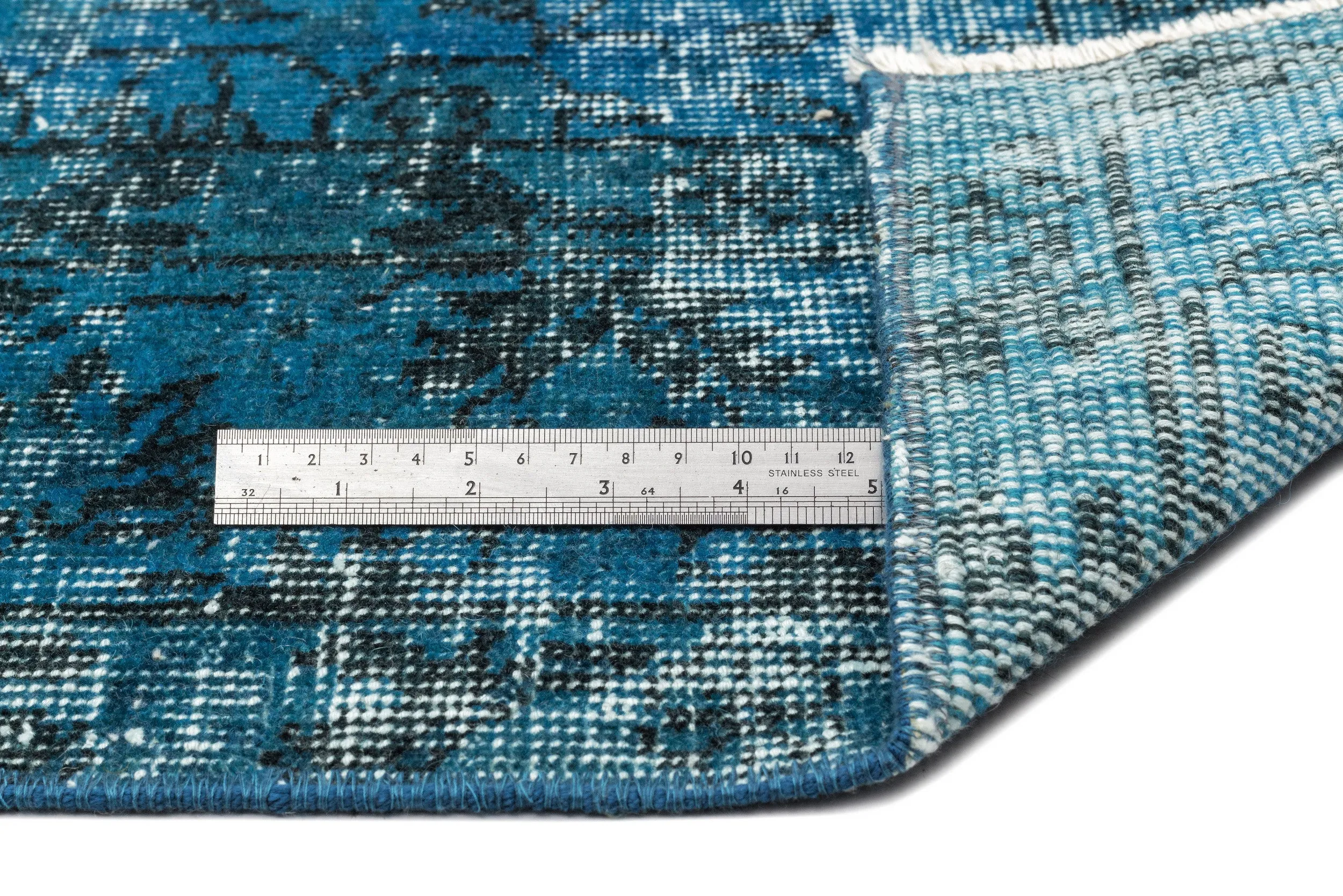 Retro Design Stone Blue Over Dyed Vintage Rug 5'3'' x 8'4'' ft 159 x 255 cm