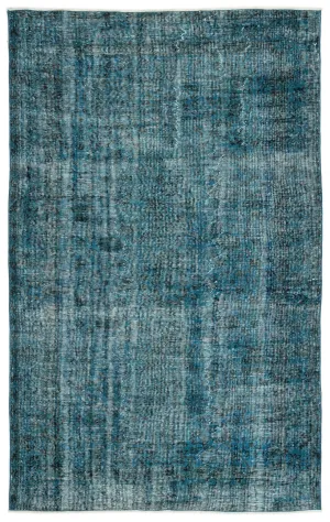 Retro Design Stone Blue Over Dyed Vintage Rug 5'3'' x 8'4'' ft 159 x 255 cm