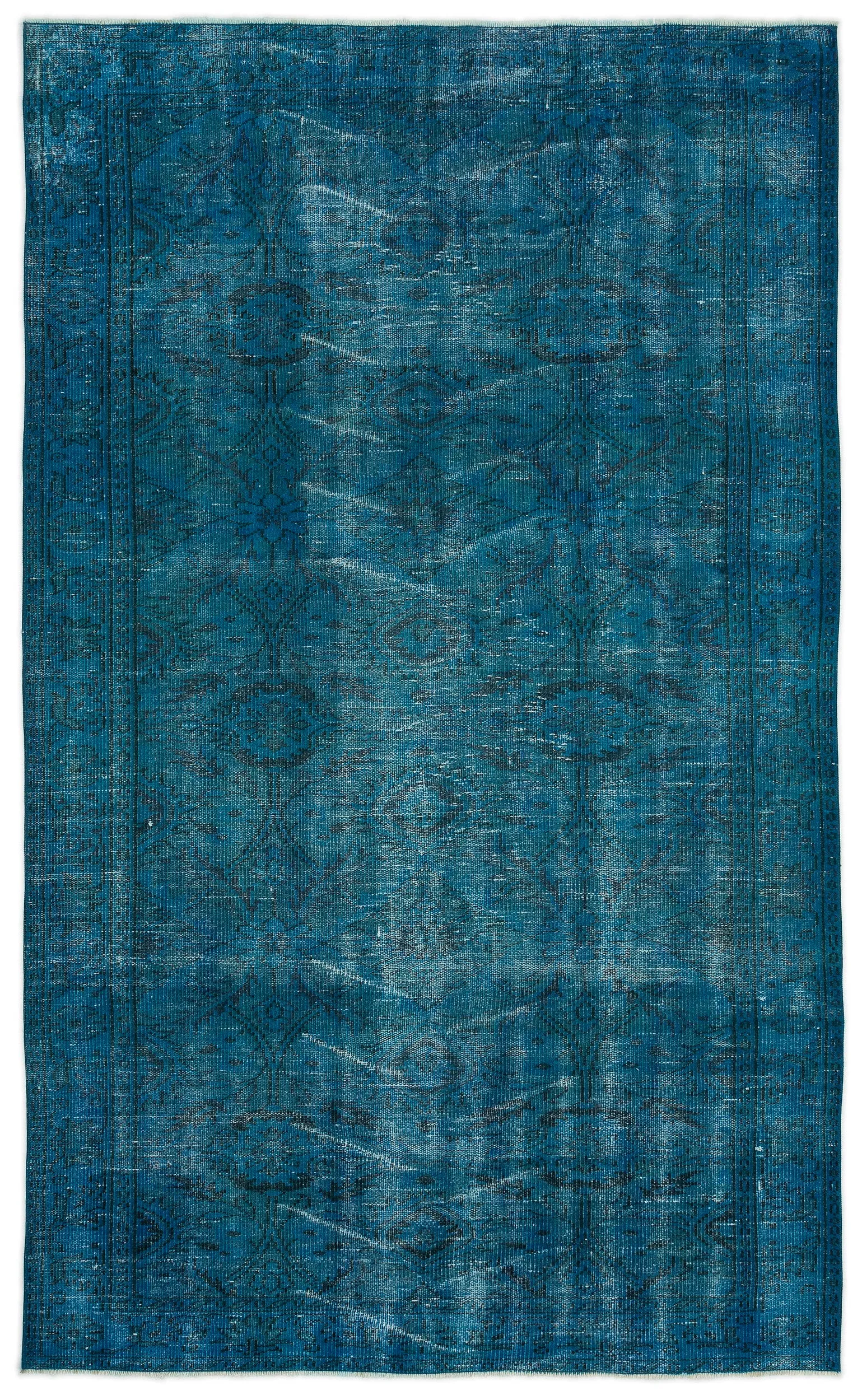 Retro Design Stone Blue Over Dyed Vintage Rug 5'3'' x 8'9'' ft 160 x 266 cm