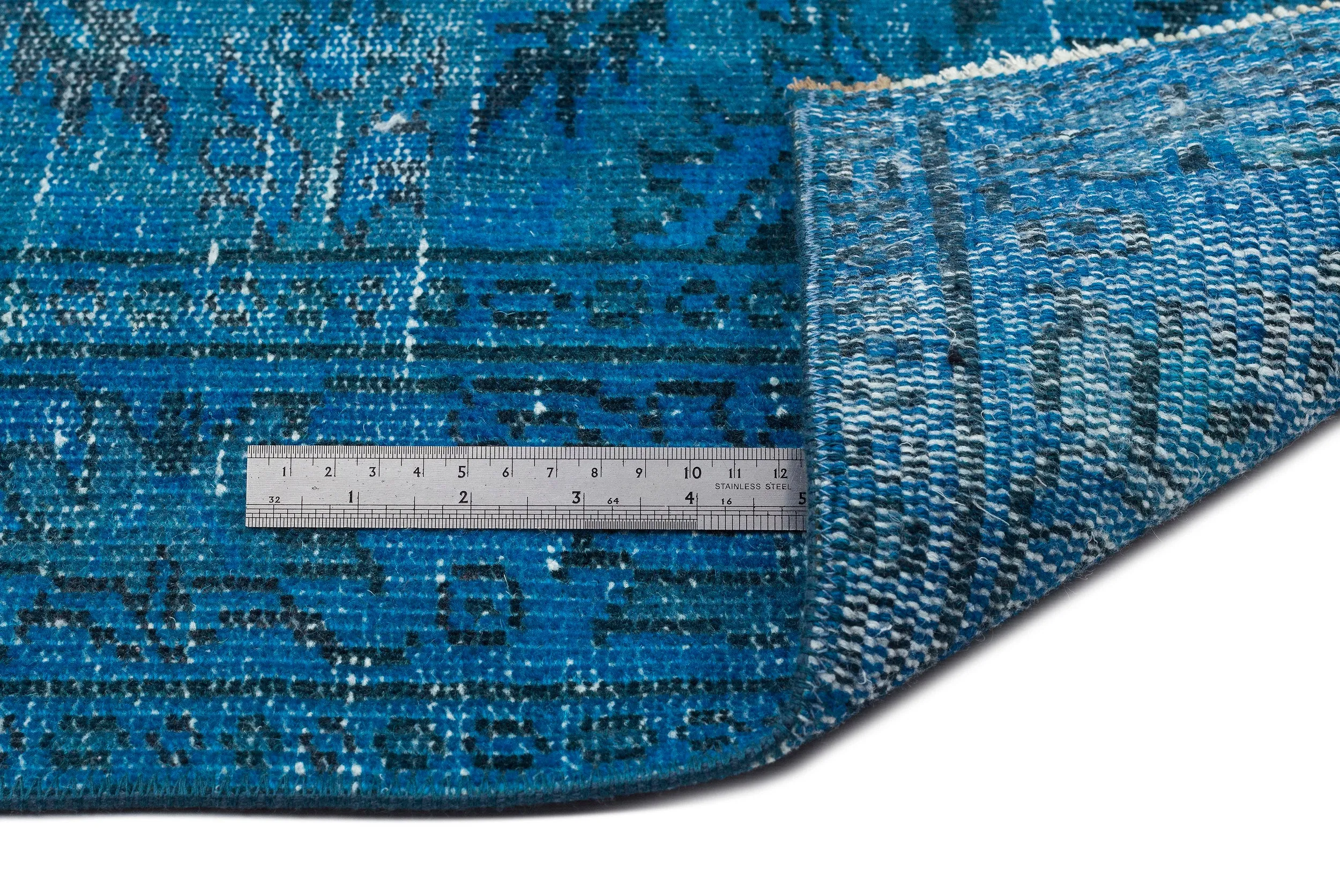 Retro Design Stone Blue Over Dyed Vintage Rug 5'3'' x 8'9'' ft 160 x 266 cm