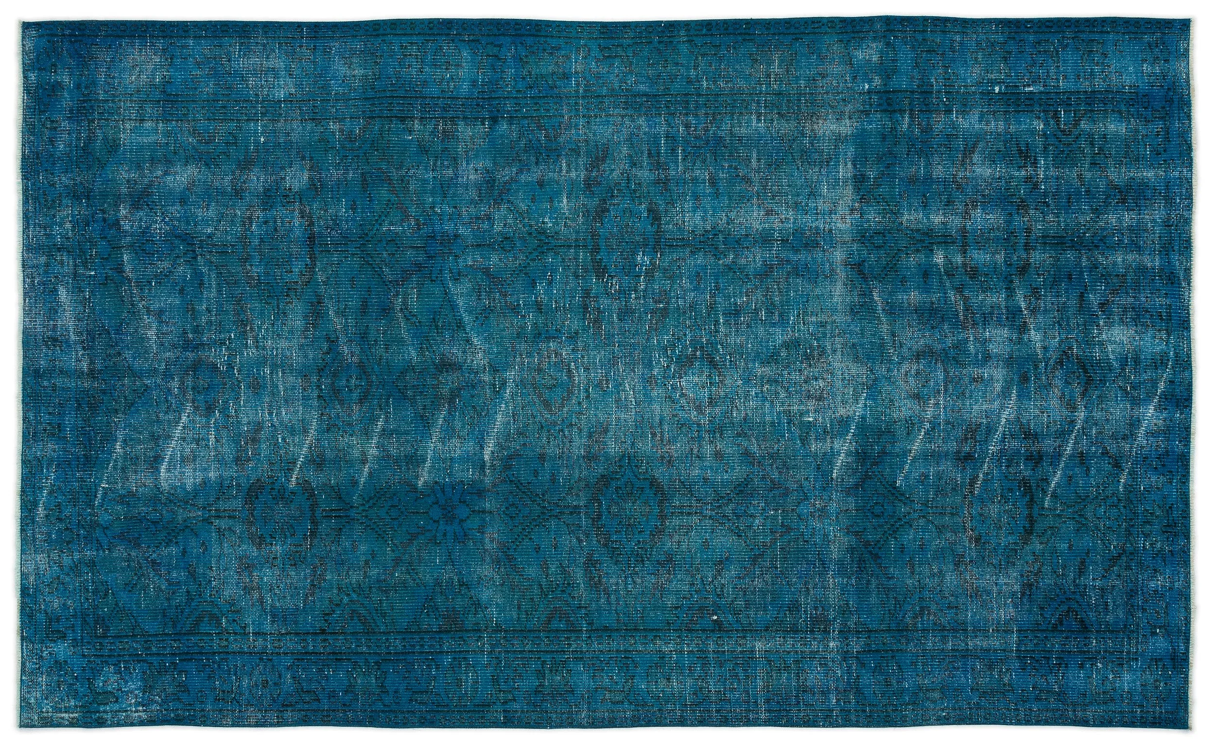 Retro Design Stone Blue Over Dyed Vintage Rug 5'3'' x 8'9'' ft 160 x 266 cm