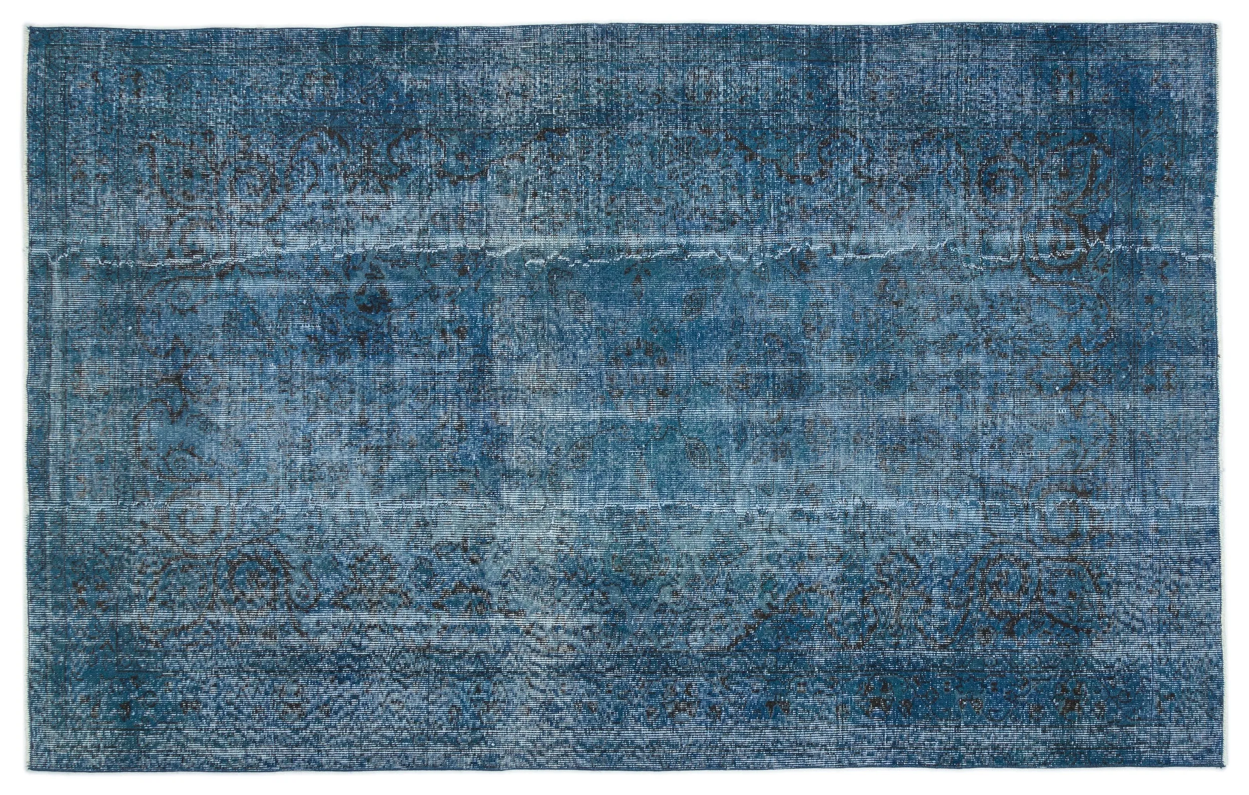 Retro Design Stone Blue Over Dyed Vintage Rug 5'6'' x 8'7'' ft 167 x 262 cm