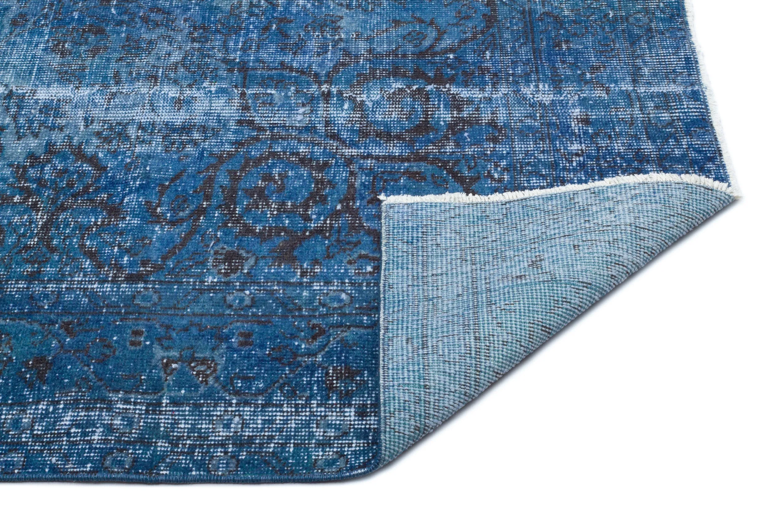 Retro Design Stone Blue Over Dyed Vintage Rug 5'6'' x 8'7'' ft 167 x 262 cm