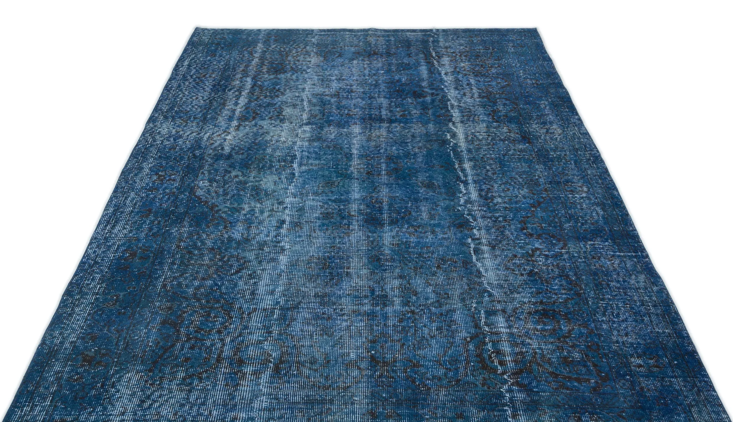 Retro Design Stone Blue Over Dyed Vintage Rug 5'6'' x 8'7'' ft 167 x 262 cm