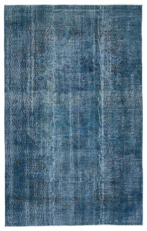 Retro Design Stone Blue Over Dyed Vintage Rug 5'6'' x 8'7'' ft 167 x 262 cm