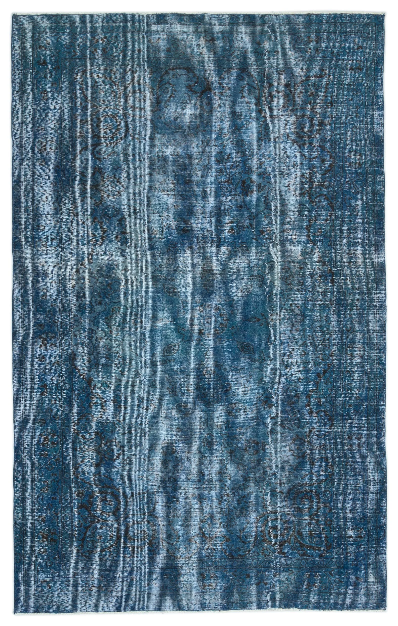 Retro Design Stone Blue Over Dyed Vintage Rug 5'6'' x 8'7'' ft 167 x 262 cm