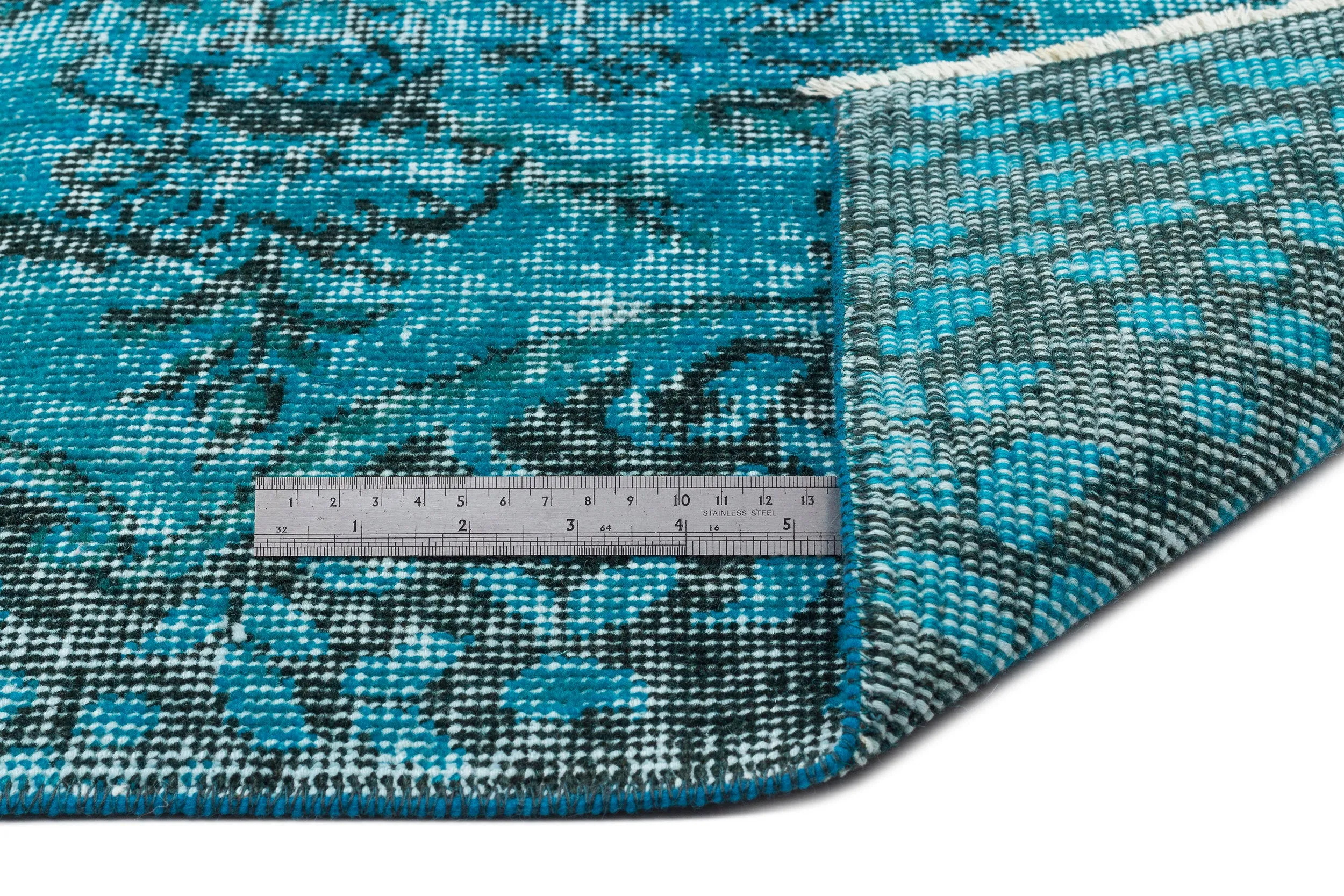 Retro Design Stone Blue Over Dyed Vintage Rug 5'7'' x 8'7'' ft 169 x 262 cm