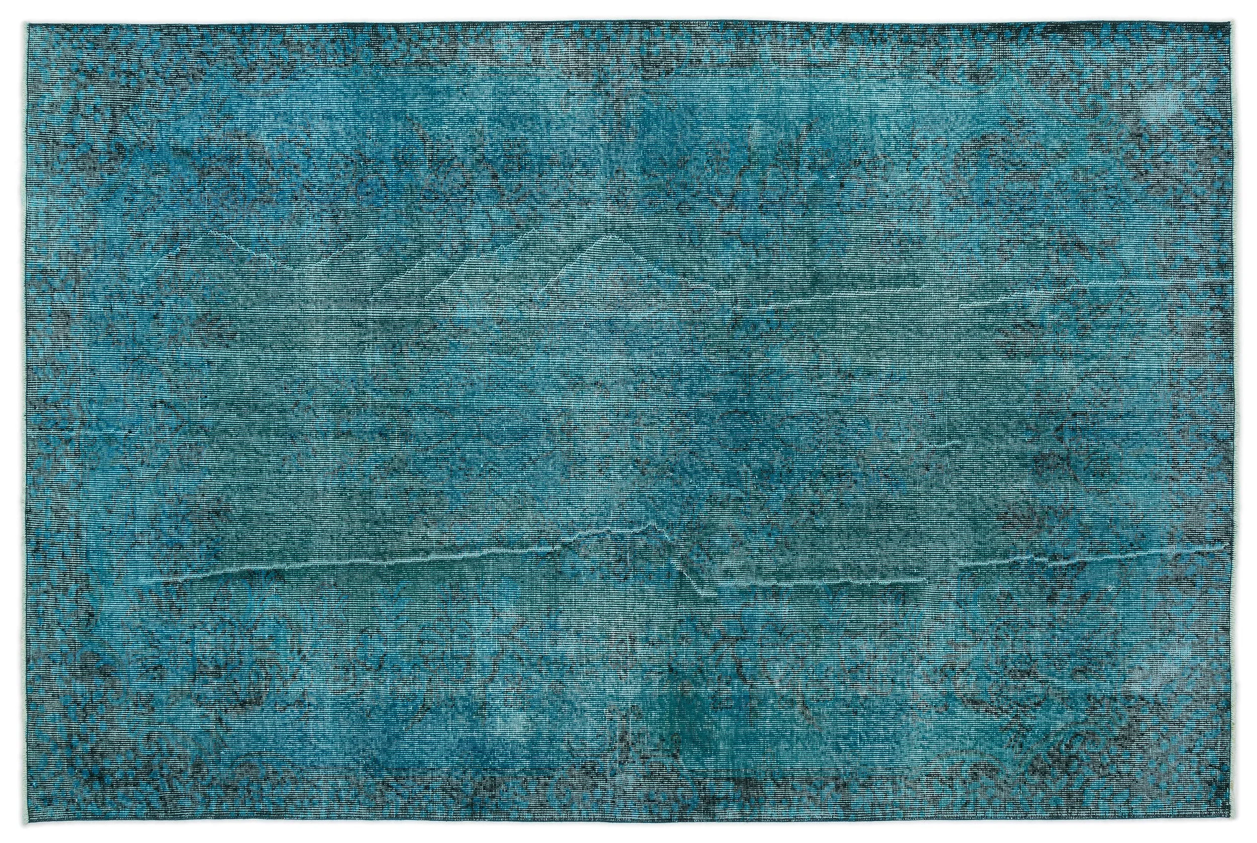 Retro Design Stone Blue Over Dyed Vintage Rug 5'7'' x 8'7'' ft 169 x 262 cm