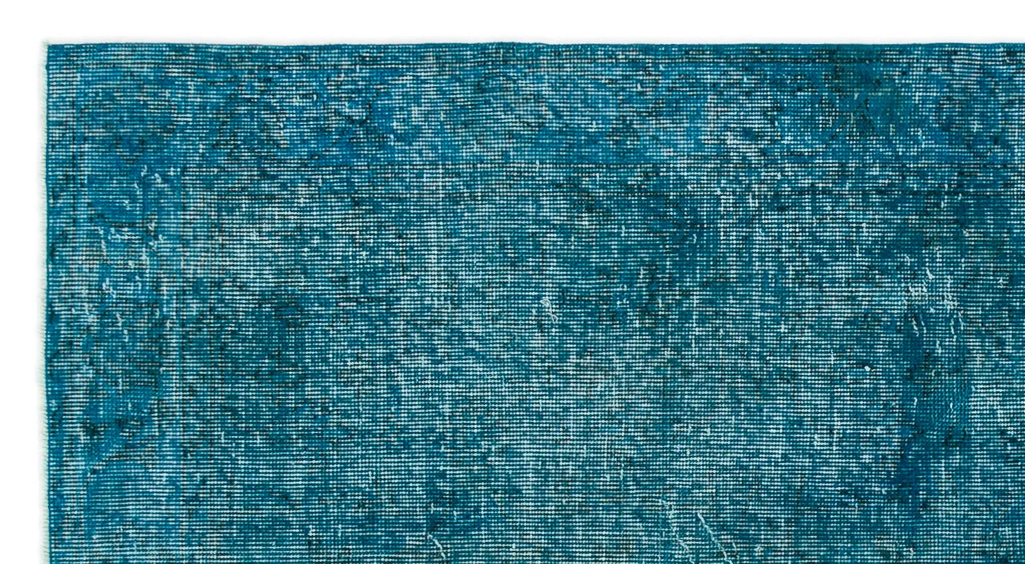Retro Design Turquoise Over Dyed Vintage Rug 3'9'' x 6'10'' ft 115 x 208 cm