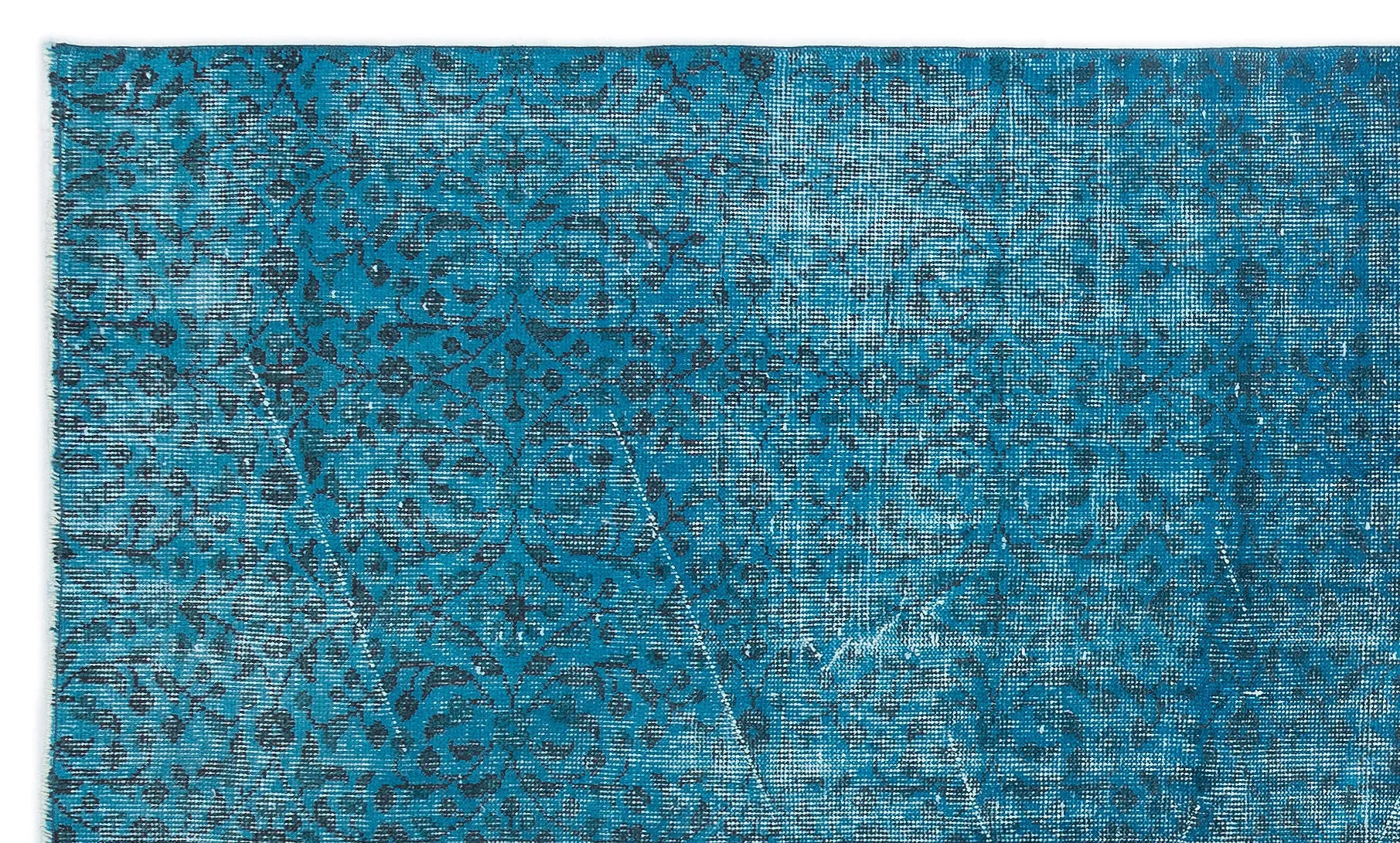 Retro Design Turquoise Over Dyed Vintage Rug 5'1'' x 8'6'' ft 155 x 260 cm