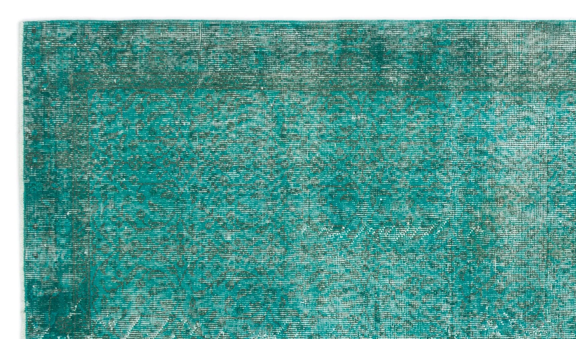 Retro Design Turquoise Over Dyed Vintage Rug 5'1'' x 8'9'' ft 154 x 266 cm