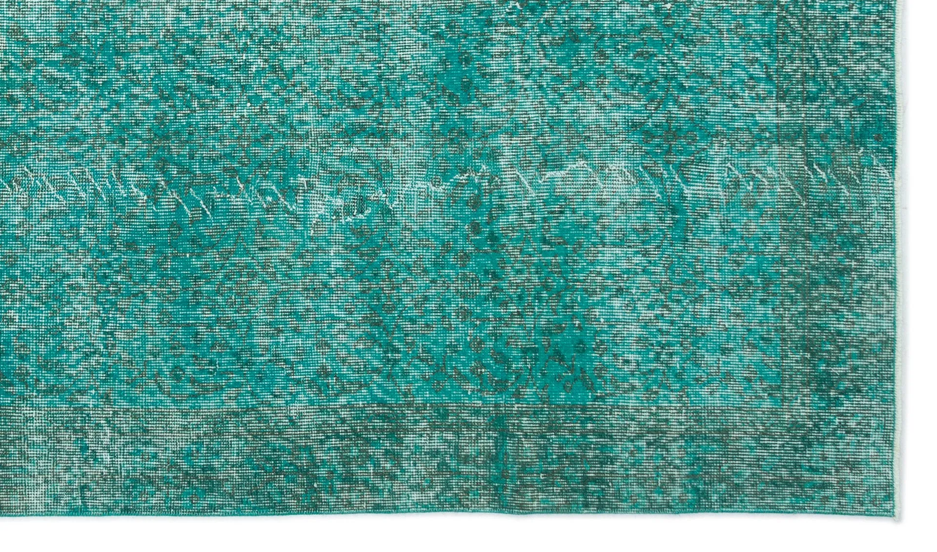 Retro Design Turquoise Over Dyed Vintage Rug 5'1'' x 8'9'' ft 154 x 266 cm