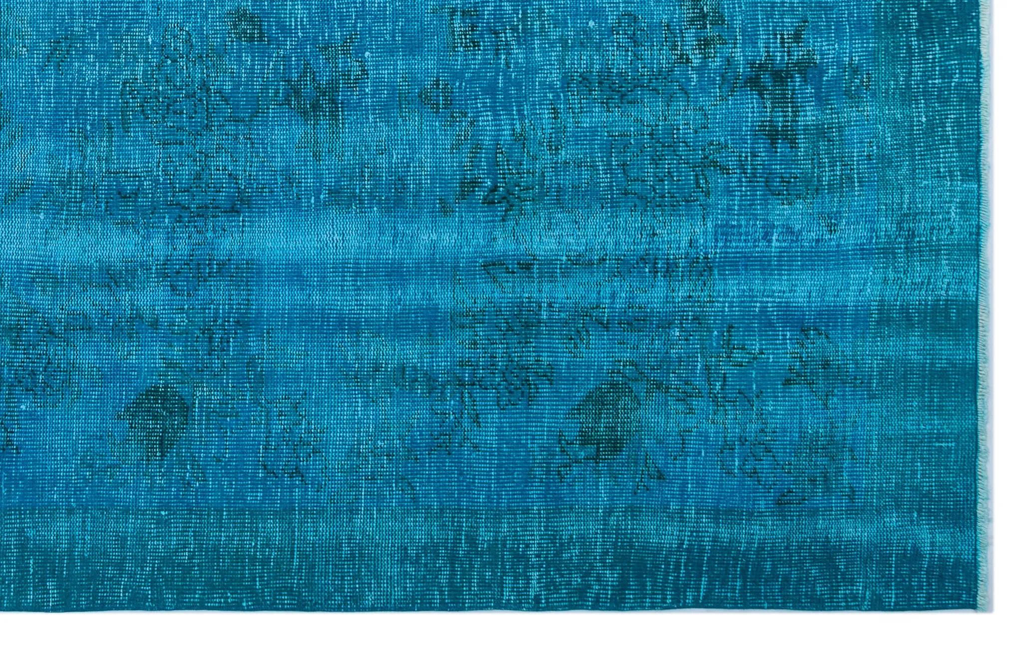Retro Design Turquoise Over Dyed Vintage Rug 5'11'' x 9'4'' ft 180 x 285 cm