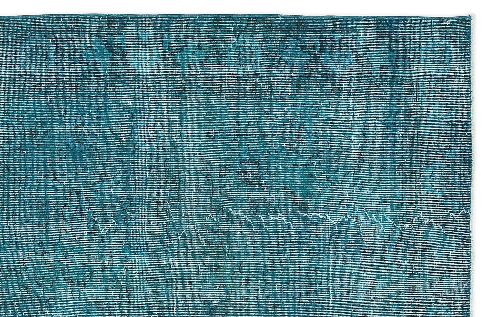 Retro Design Turquoise Over Dyed Vintage Rug 5'11'' x 9'8'' ft 181 x 295 cm