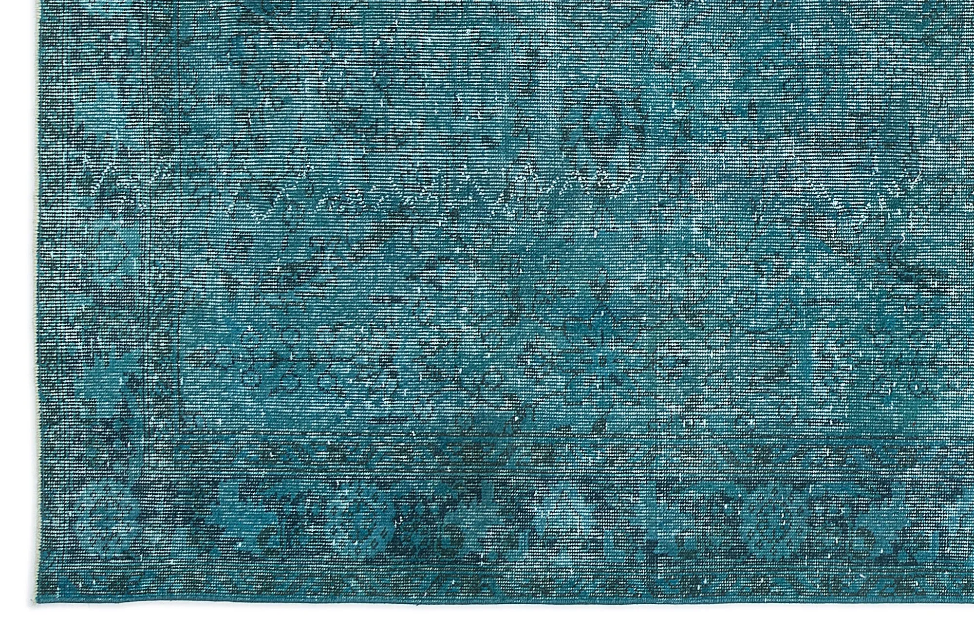 Retro Design Turquoise Over Dyed Vintage Rug 5'11'' x 9'8'' ft 181 x 295 cm