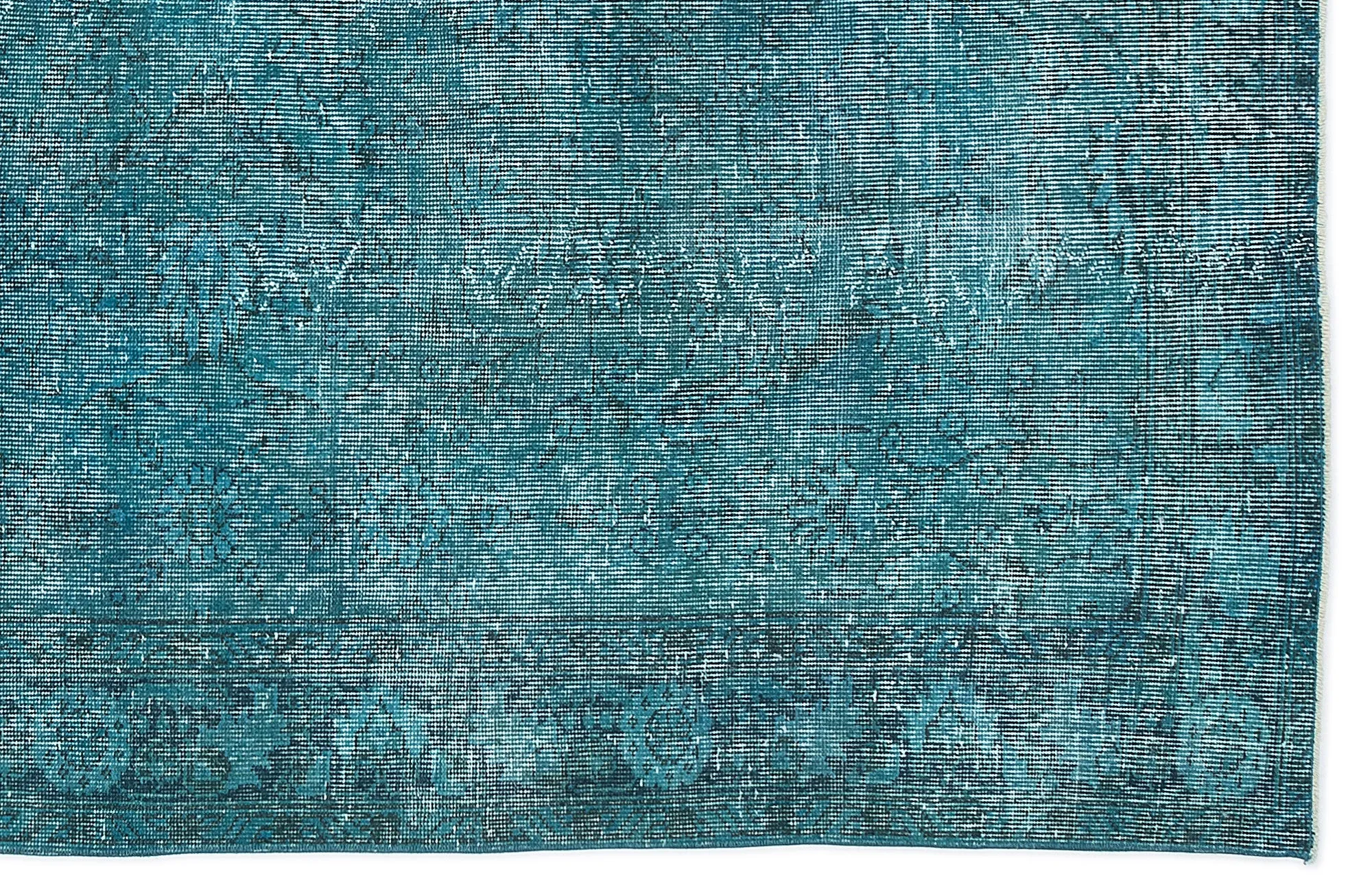Retro Design Turquoise Over Dyed Vintage Rug 5'11'' x 9'8'' ft 181 x 295 cm