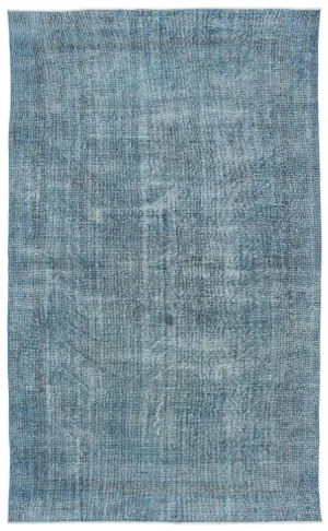 Retro Design Turquoise Over Dyed Vintage Rug 5'11'' x 9'9'' ft 180 x 296 cm