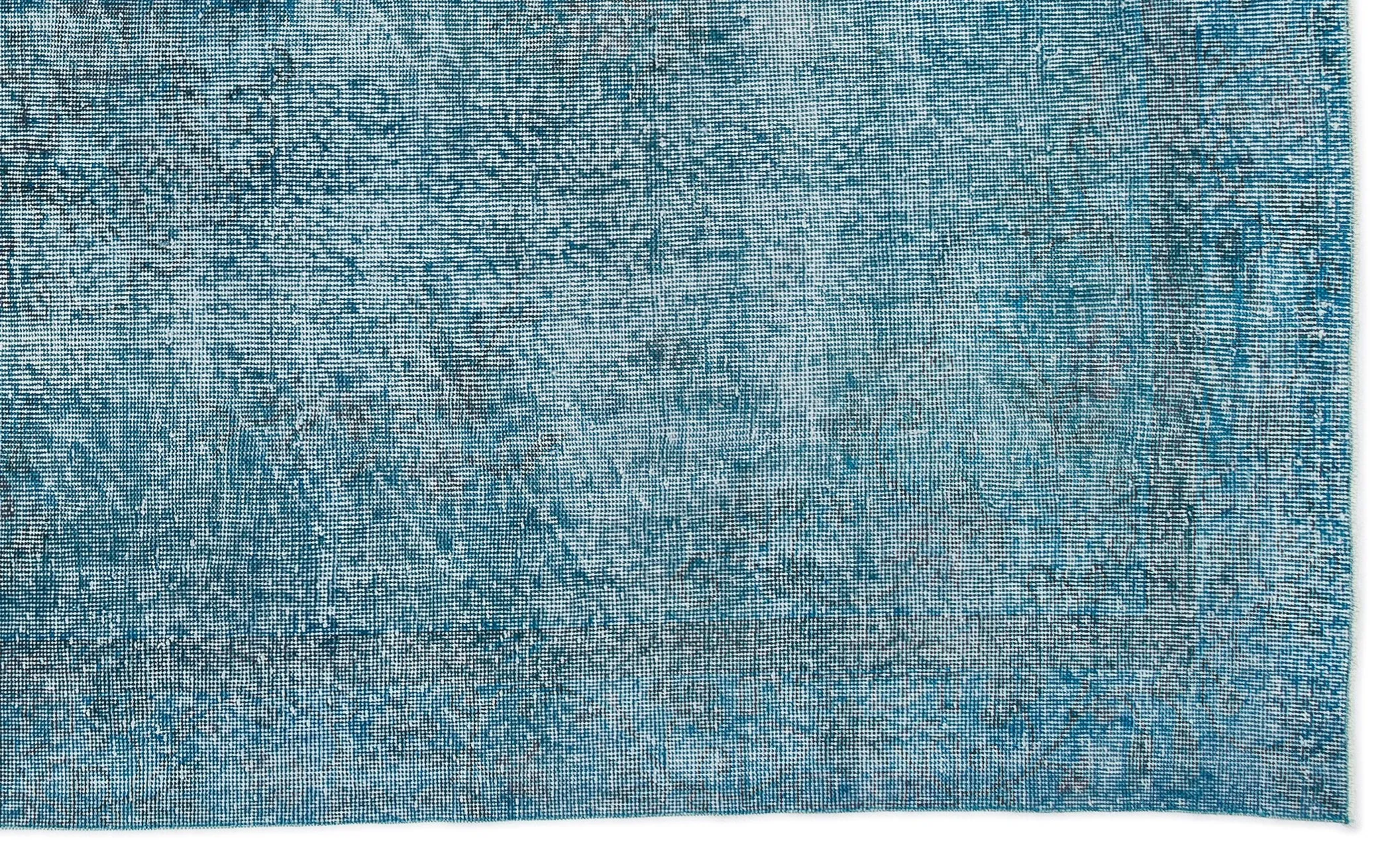 Retro Design Turquoise Over Dyed Vintage Rug 5'11'' x 9'9'' ft 180 x 296 cm