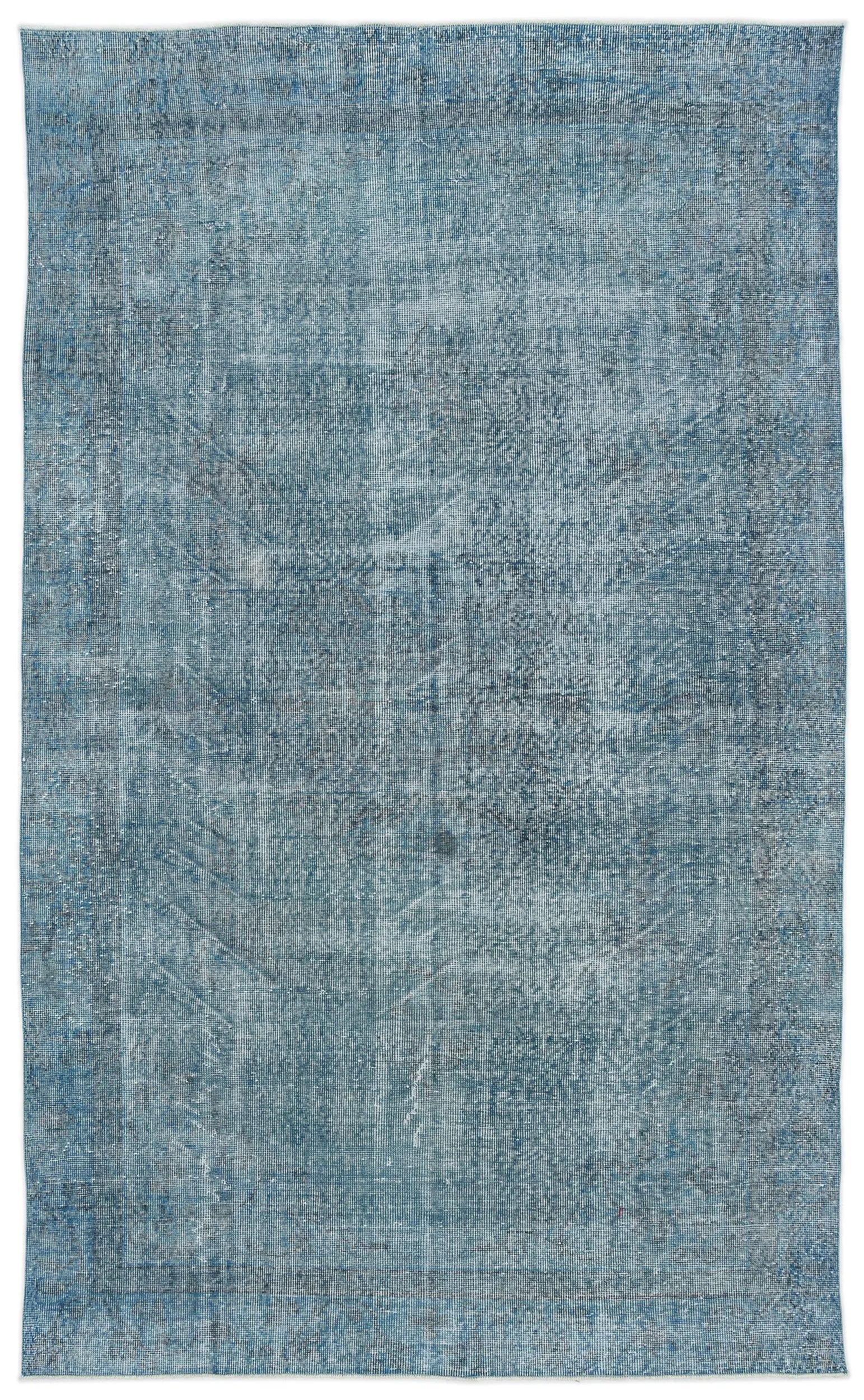 Retro Design Turquoise Over Dyed Vintage Rug 5'11'' x 9'9'' ft 180 x 296 cm