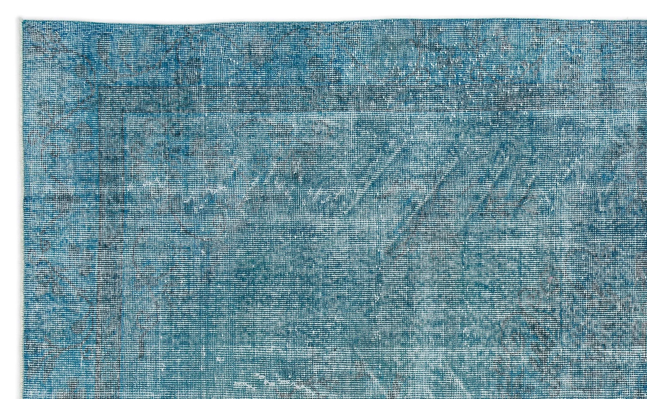 Retro Design Turquoise Over Dyed Vintage Rug 5'11'' x 9'9'' ft 180 x 296 cm