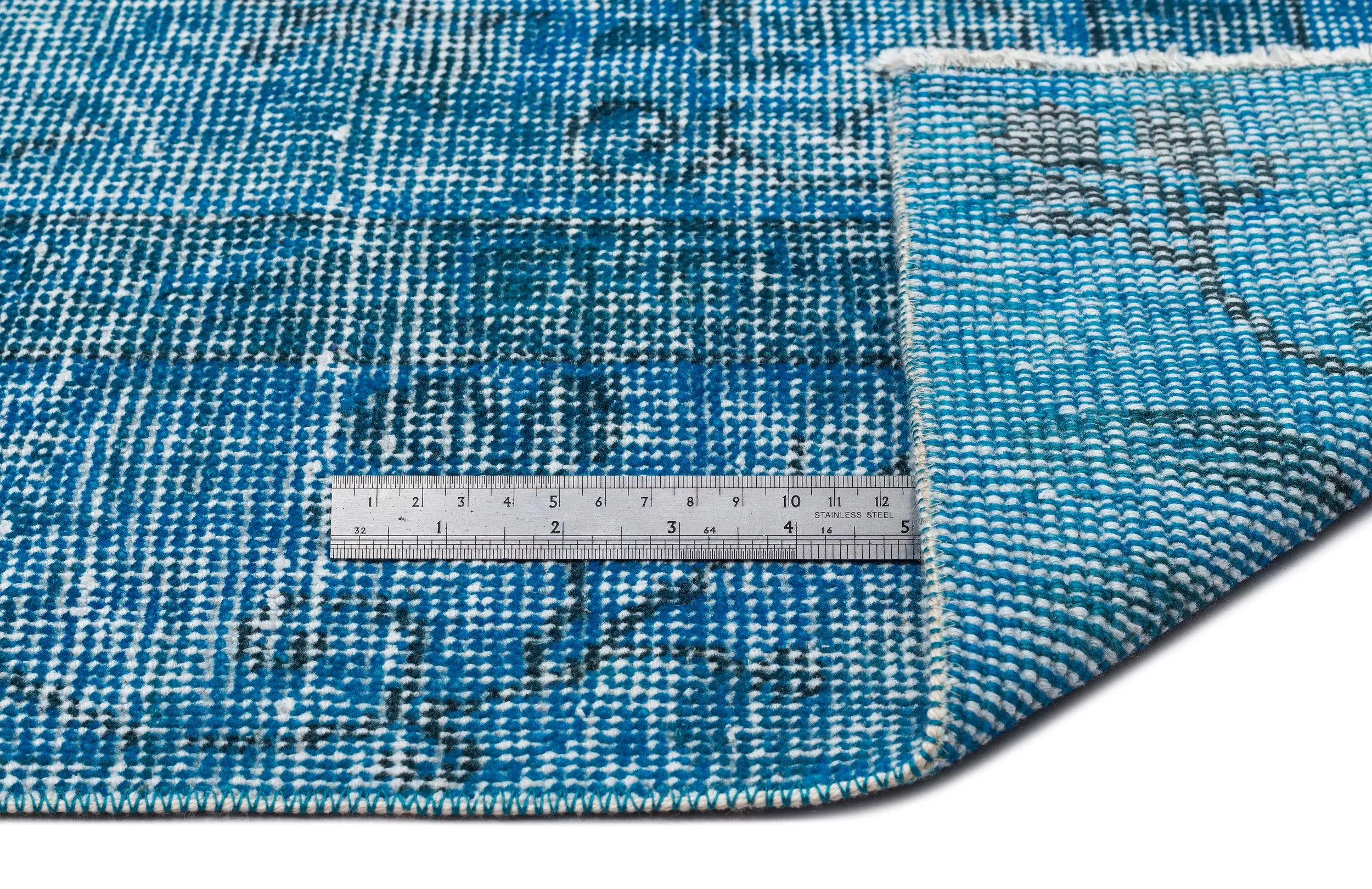 Retro Design Turquoise Over Dyed Vintage Rug 5'11'' x 9'9'' ft 180 x 296 cm
