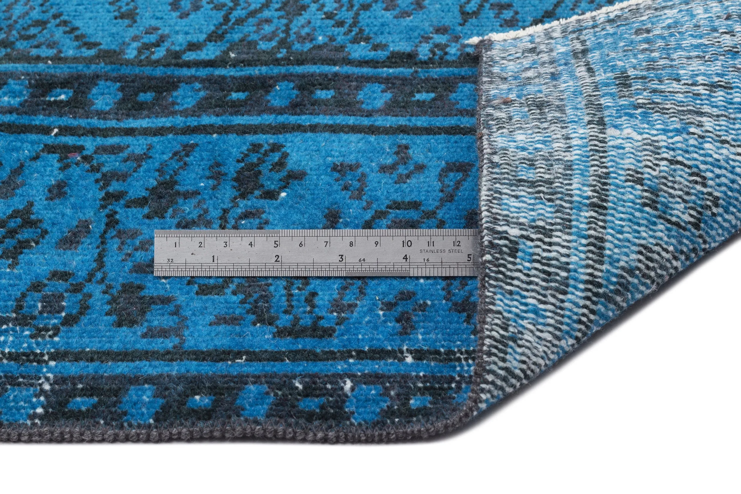 Retro Design Turquoise Over Dyed Vintage Rug 5'8'' x 8'7'' ft 172 x 262 cm