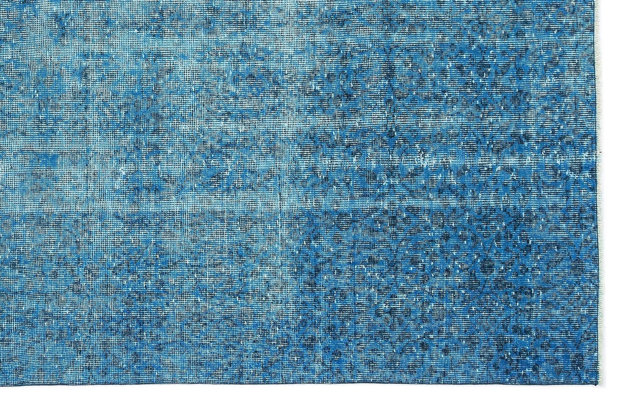 Retro Design Turquoise Over Dyed Vintage Rug 5'8'' x 9'0'' ft 173 x 275 cm