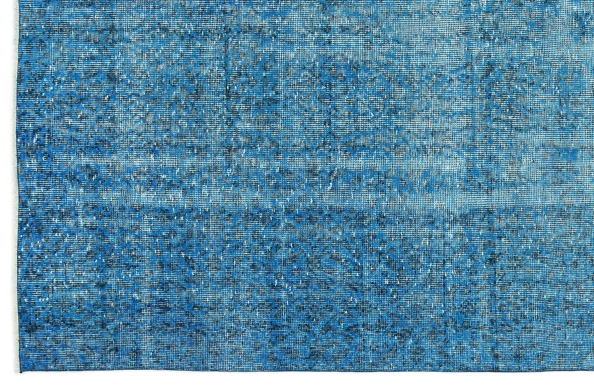 Retro Design Turquoise Over Dyed Vintage Rug 5'8'' x 9'0'' ft 173 x 275 cm