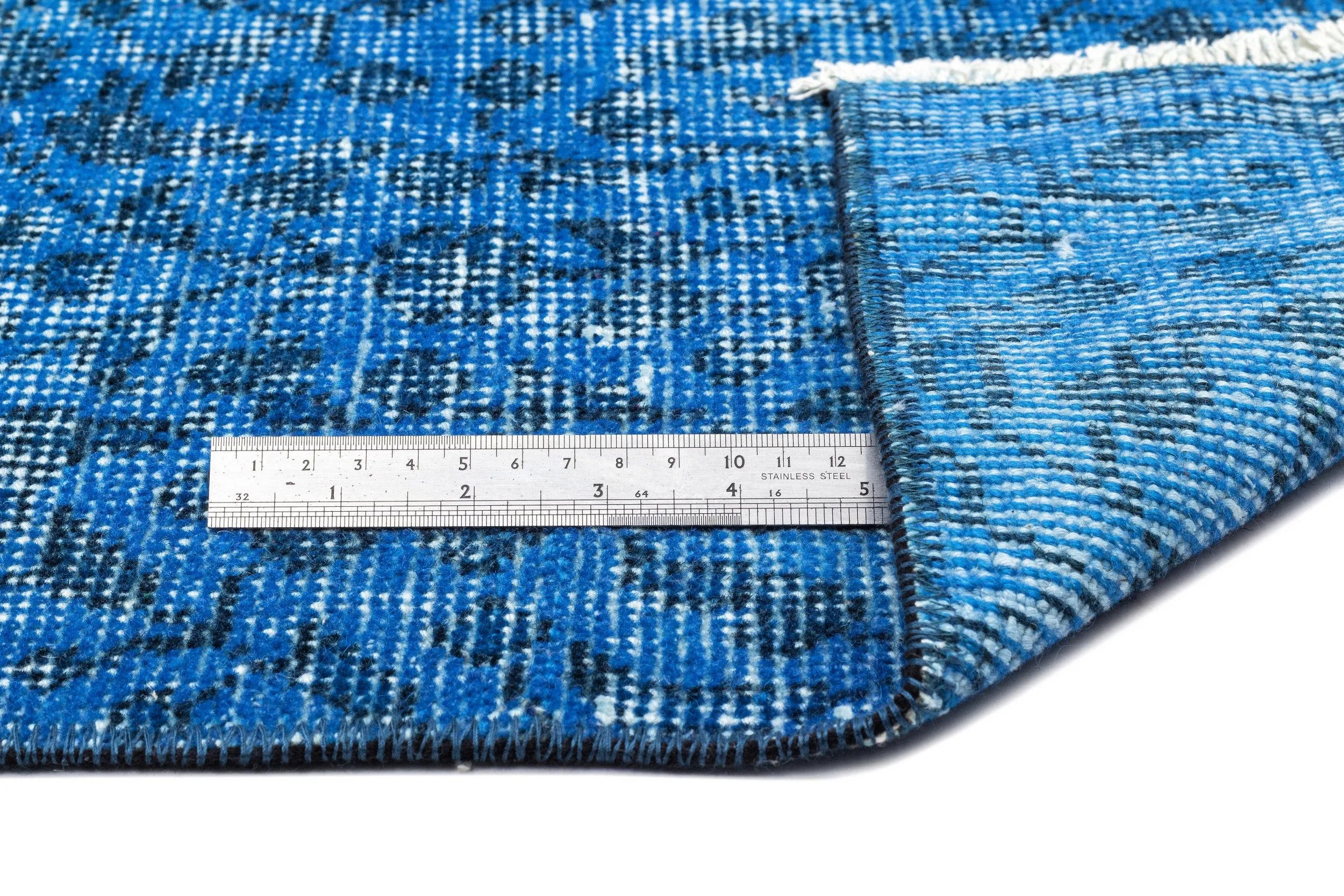 Retro Design Turquoise Over Dyed Vintage Rug 5'8'' x 9'0'' ft 173 x 275 cm