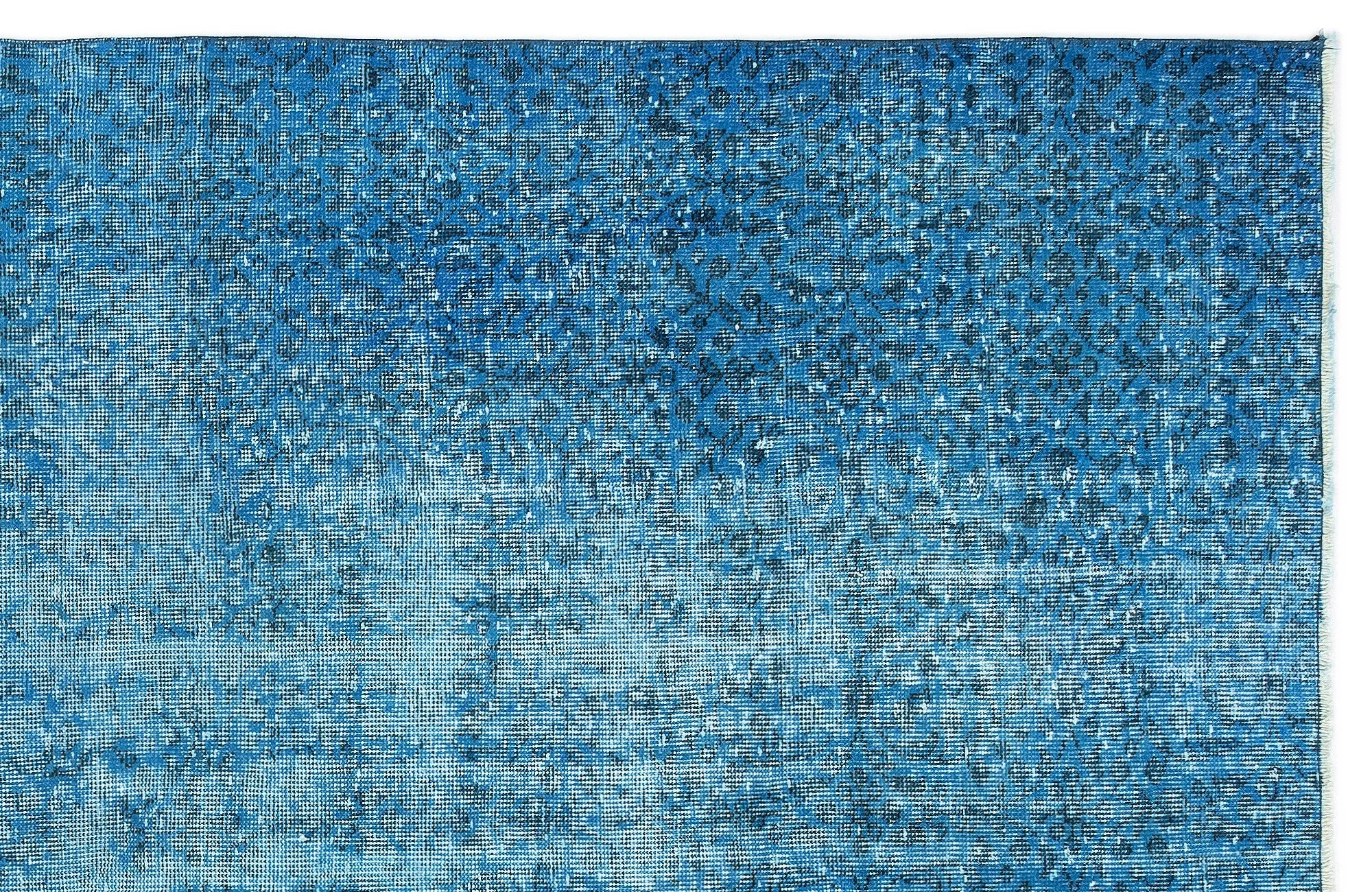 Retro Design Turquoise Over Dyed Vintage Rug 5'8'' x 9'0'' ft 173 x 275 cm