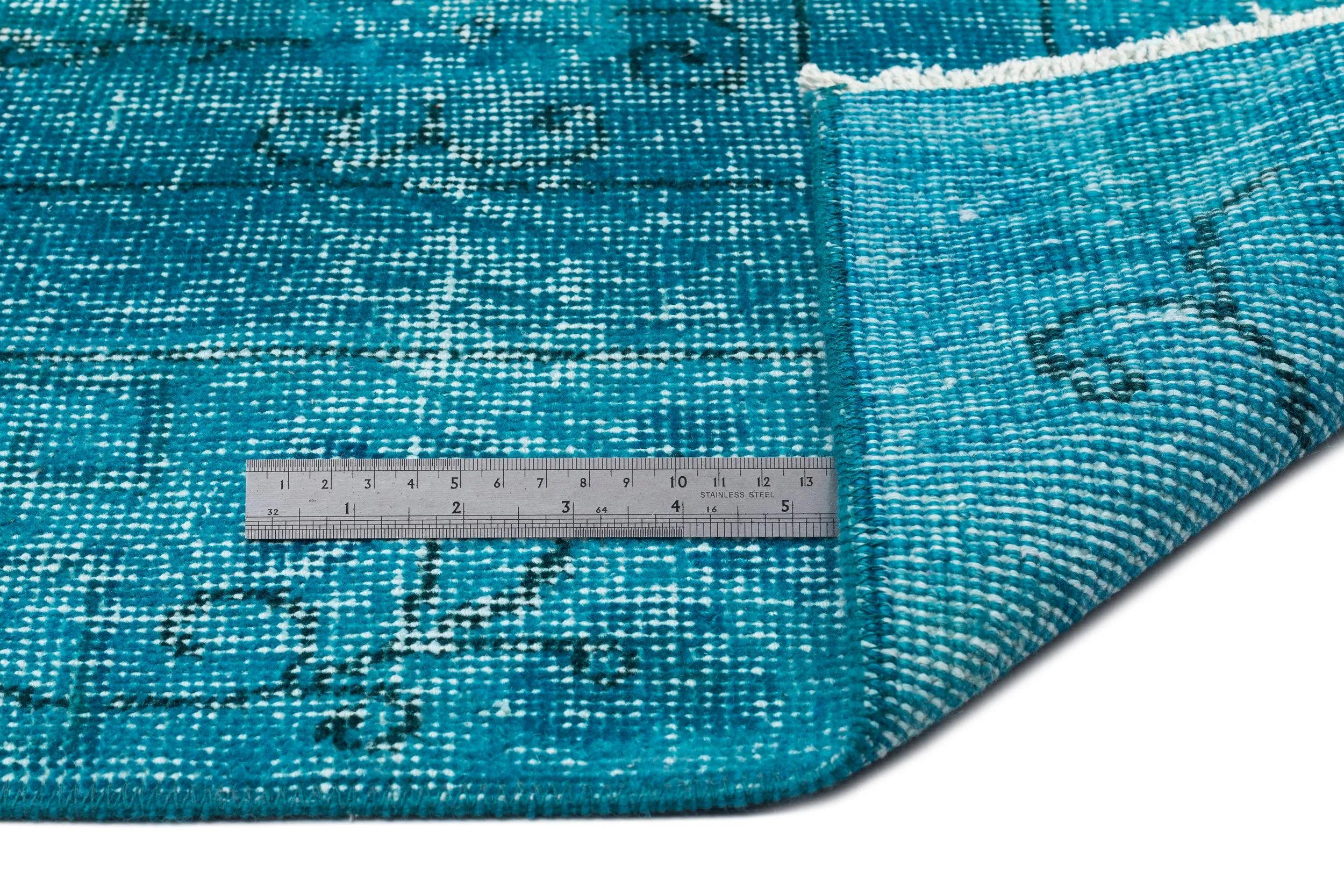 Retro Design Turquoise Over Dyed Vintage Rug 6'0'' x 9'7'' ft 183 x 292 cm