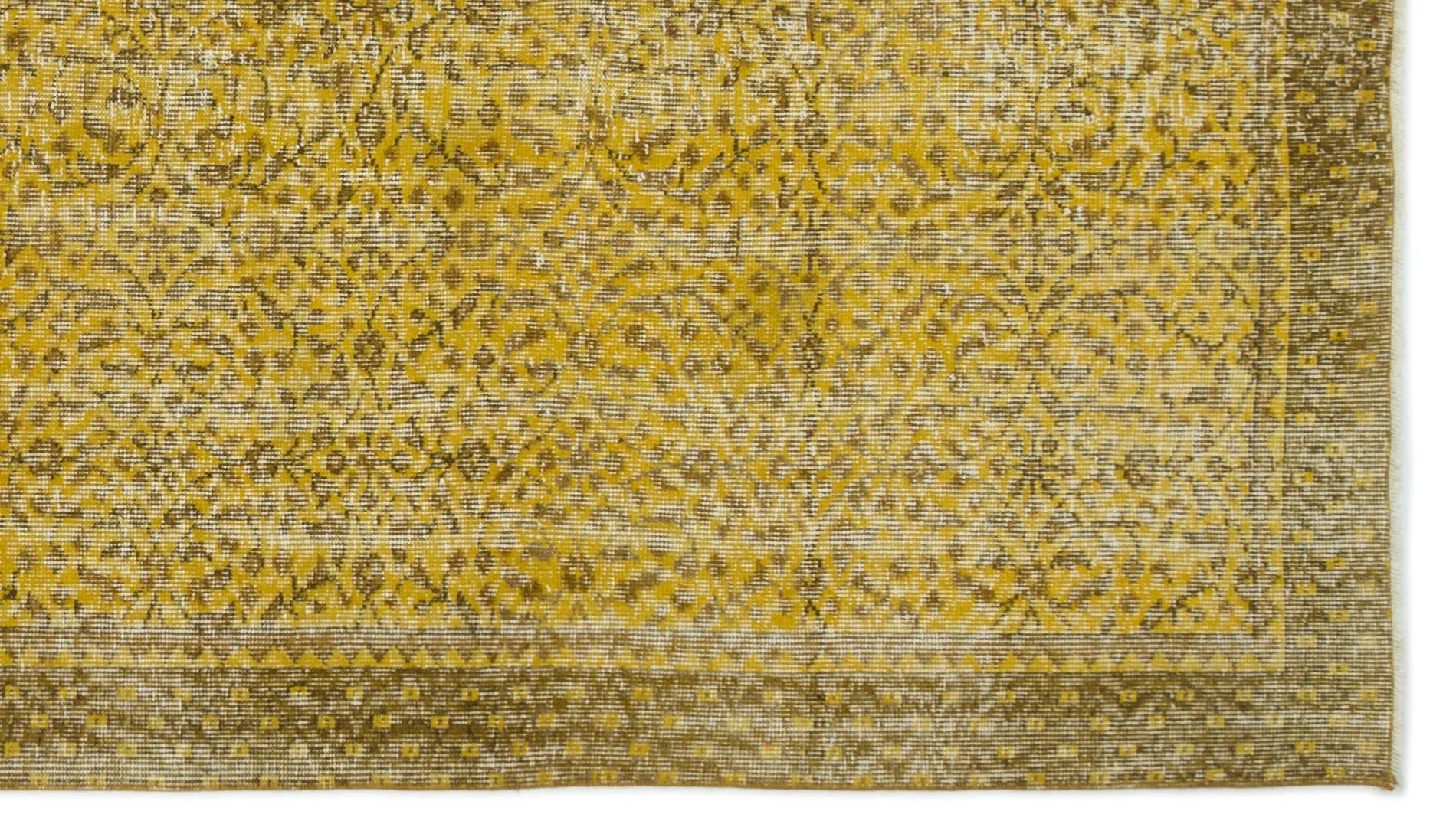 Retro Design Yellow Over Dyed Vintage Rug 4'12'' x 8'9'' ft 152 x 266 cm