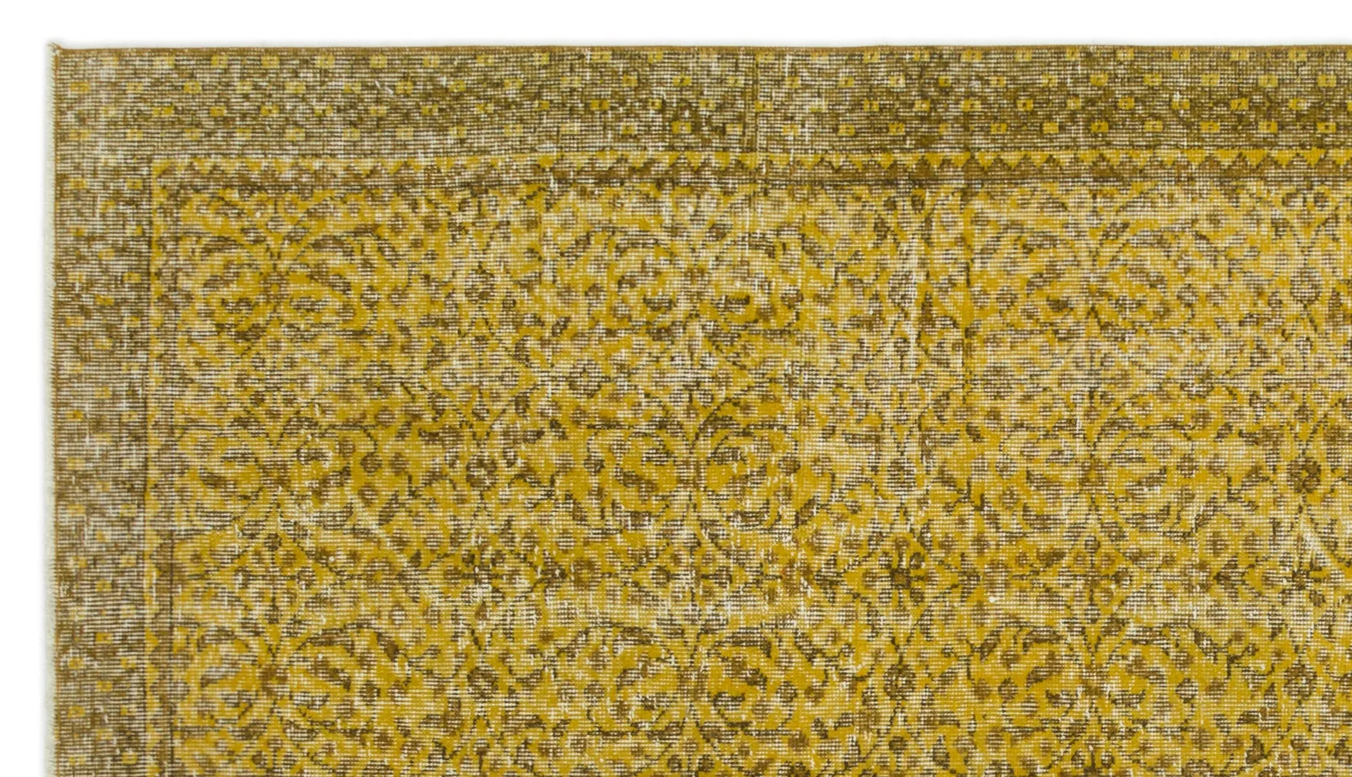 Retro Design Yellow Over Dyed Vintage Rug 4'12'' x 8'9'' ft 152 x 266 cm