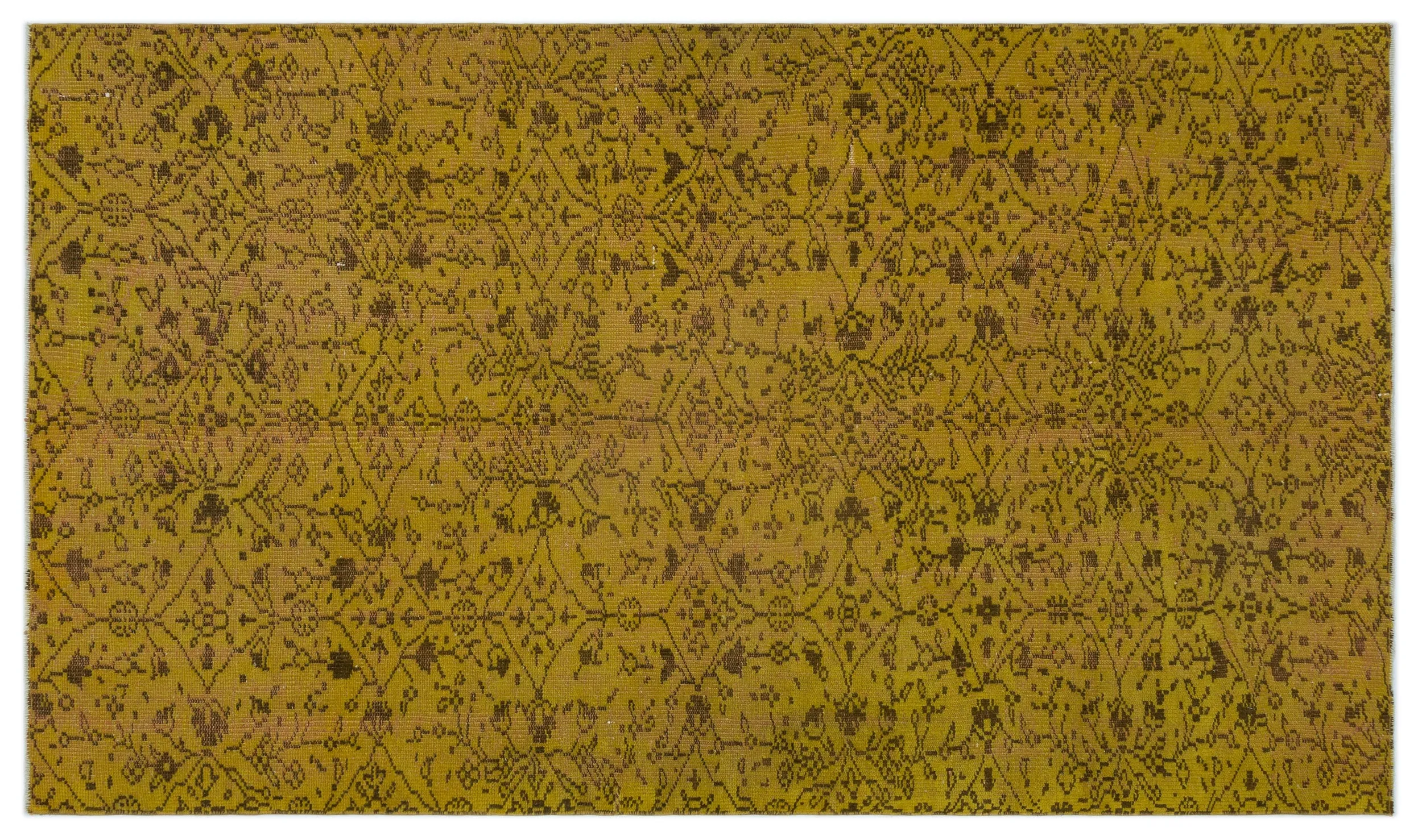 Retro Design Yellow Over Dyed Vintage Rug 4'9'' x 8'0'' ft 146 x 244 cm