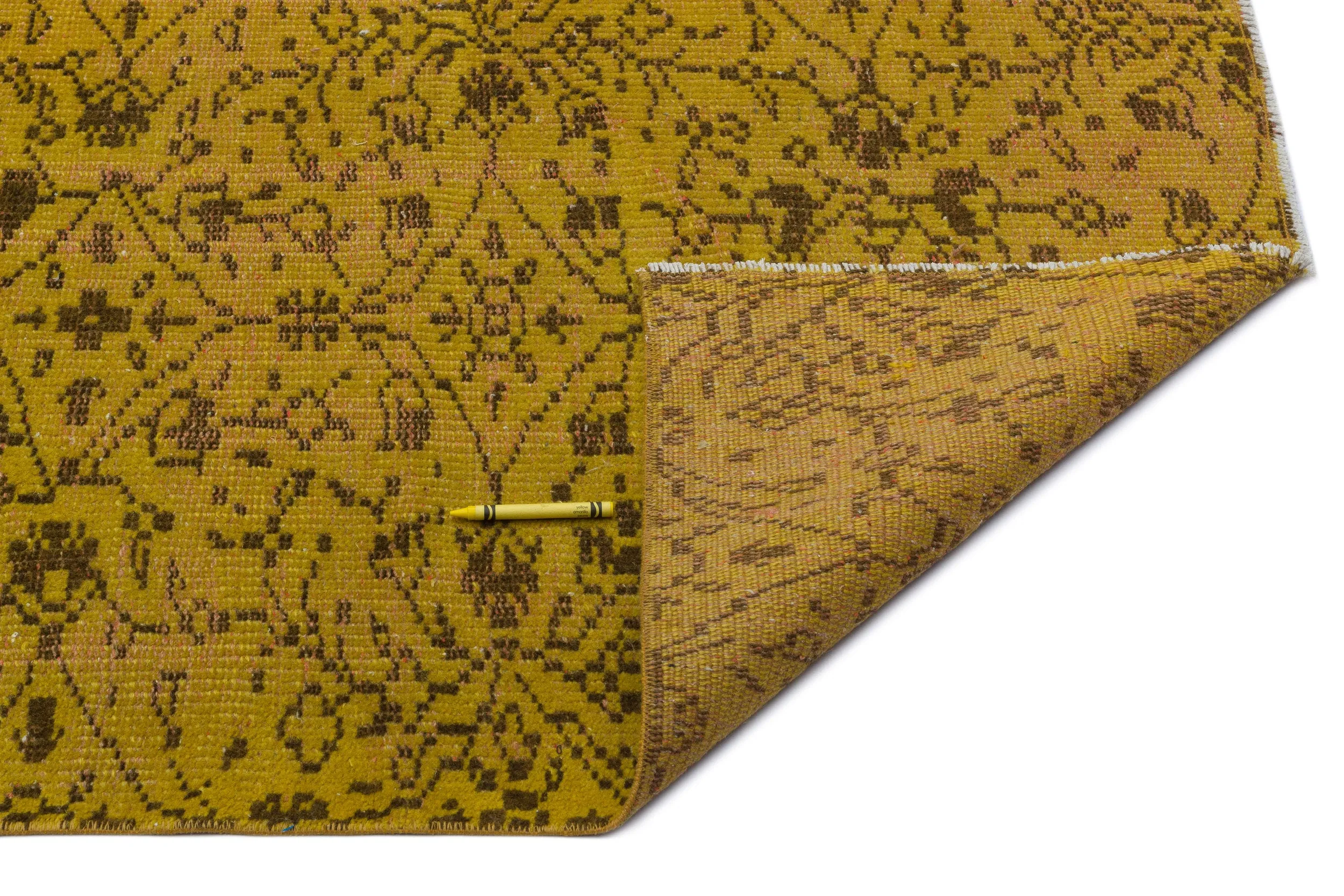 Retro Design Yellow Over Dyed Vintage Rug 4'9'' x 8'0'' ft 146 x 244 cm