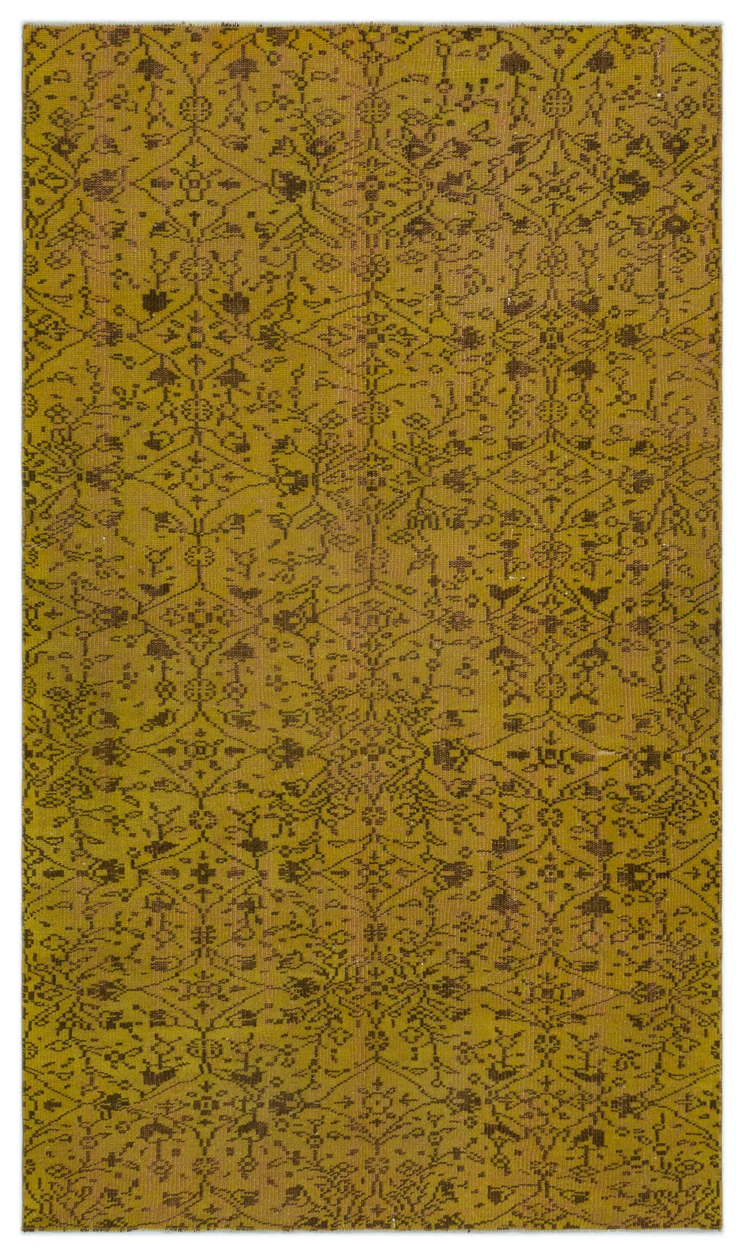 Retro Design Yellow Over Dyed Vintage Rug 4'9'' x 8'0'' ft 146 x 244 cm