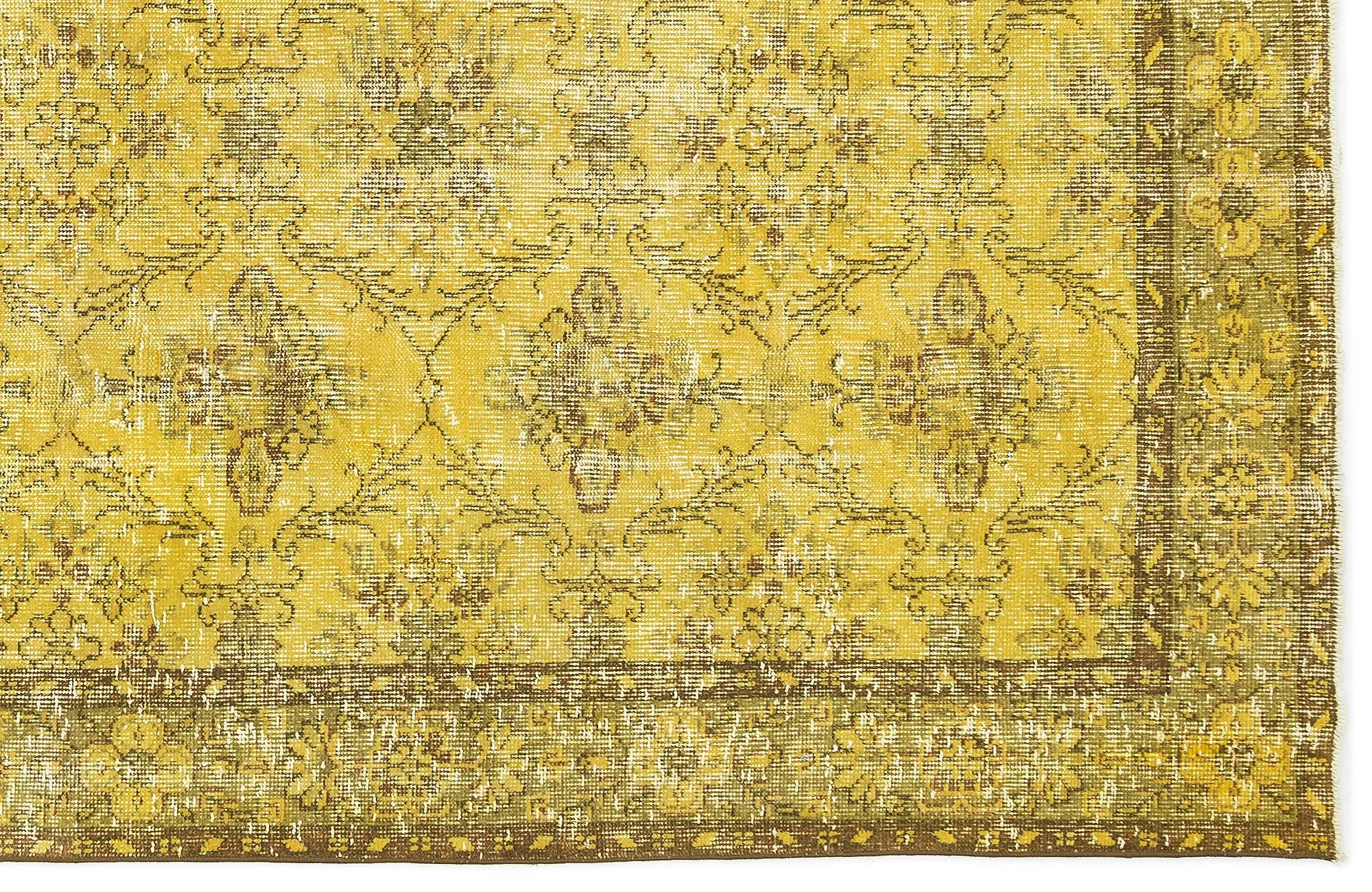 Retro Design Yellow Over Dyed Vintage Rug 5'0'' x 9'2'' ft 153 x 279 cm