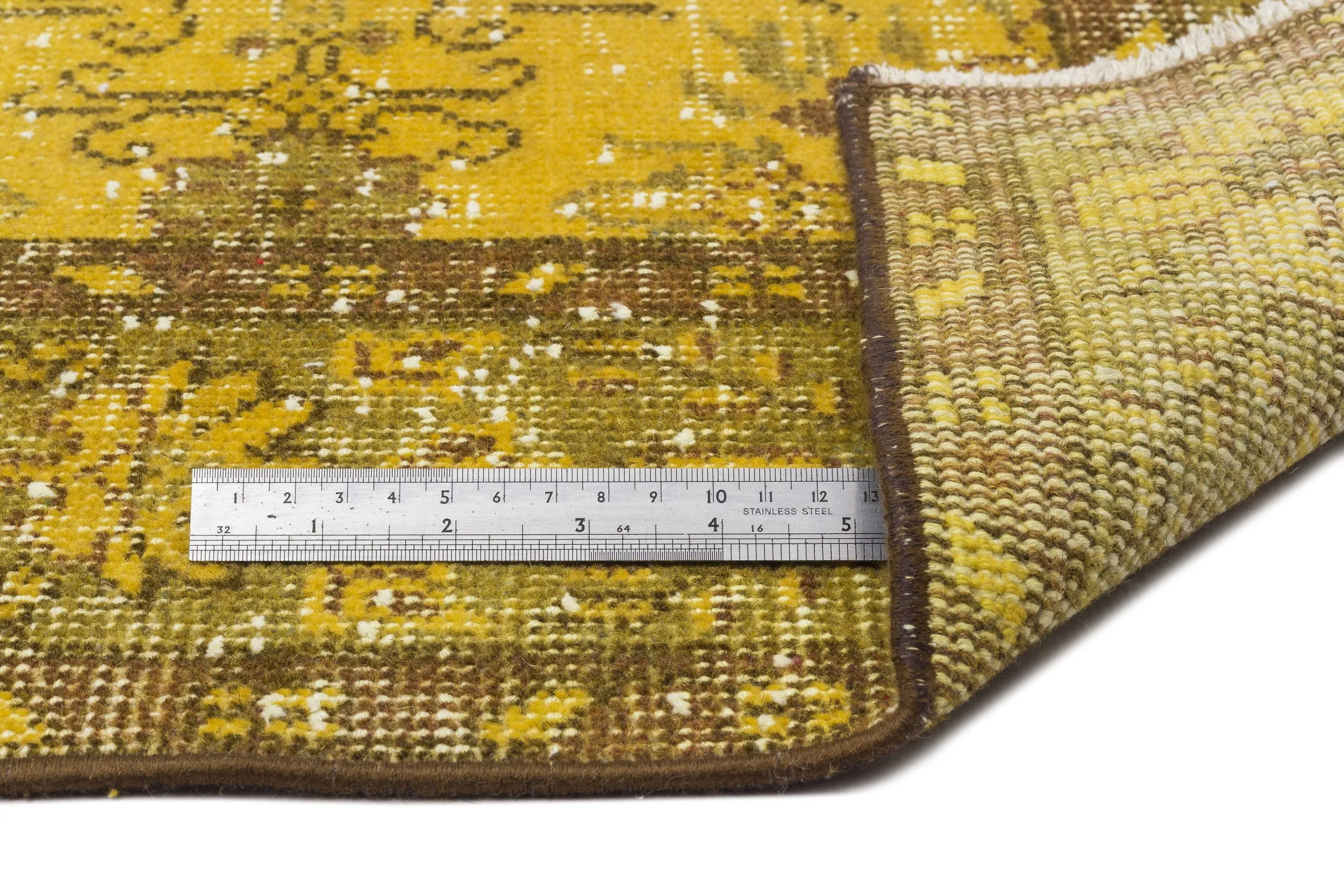 Retro Design Yellow Over Dyed Vintage Rug 5'0'' x 9'2'' ft 153 x 279 cm
