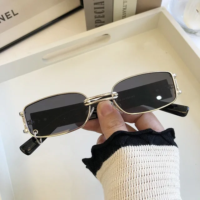 Retro European and American women's Sunglasses Korean fashion sunglasses cool male stars same style personality box metal high
