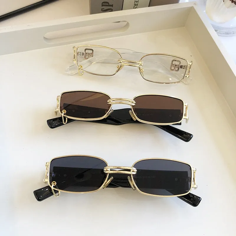 Retro European and American women's Sunglasses Korean fashion sunglasses cool male stars same style personality box metal high