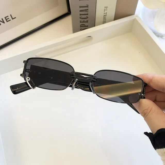 Retro European and American women's Sunglasses Korean fashion sunglasses cool male stars same style personality box metal high