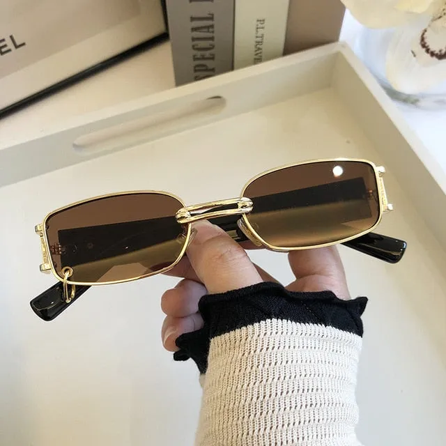Retro European and American women's Sunglasses Korean fashion sunglasses cool male stars same style personality box metal high