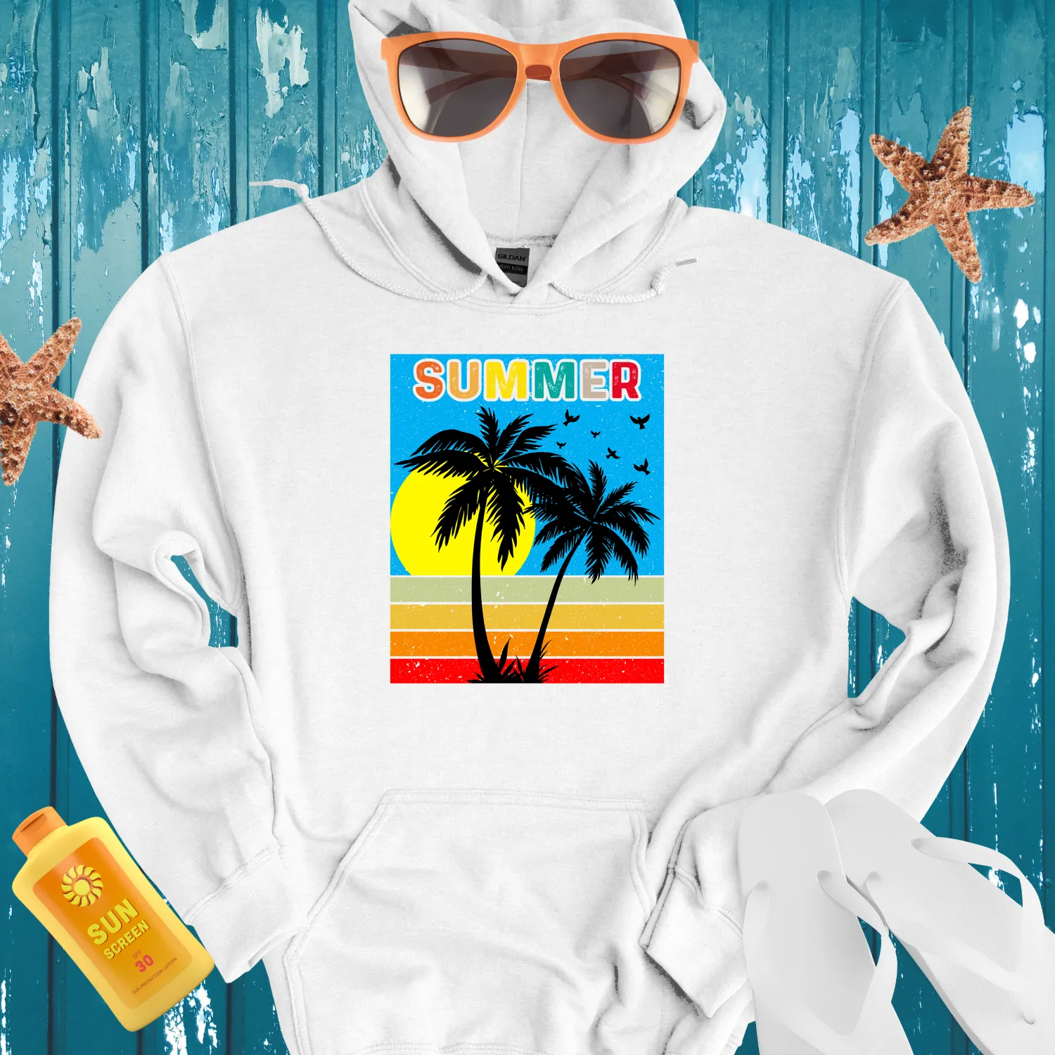 Retro Style Vintage Summer Scene Hoodie For Men Women