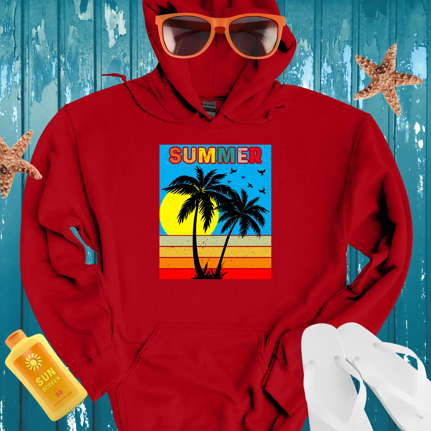 Retro Style Vintage Summer Scene Hoodie For Men Women