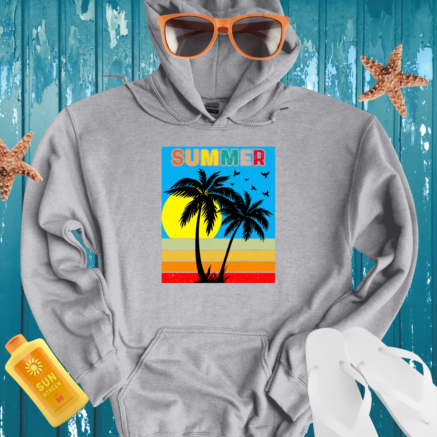 Retro Style Vintage Summer Scene Hoodie For Men Women