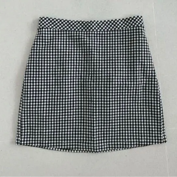 Revolve Majorelle Josie Black White Gingham Cotton Mini Skirt size Small
