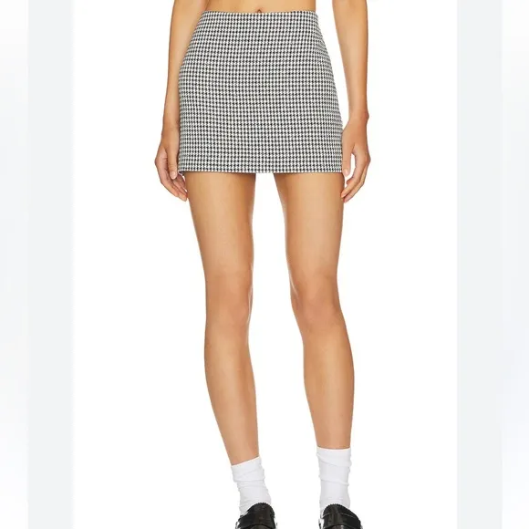 Revolve Majorelle Josie Black White Gingham Cotton Mini Skirt size Small