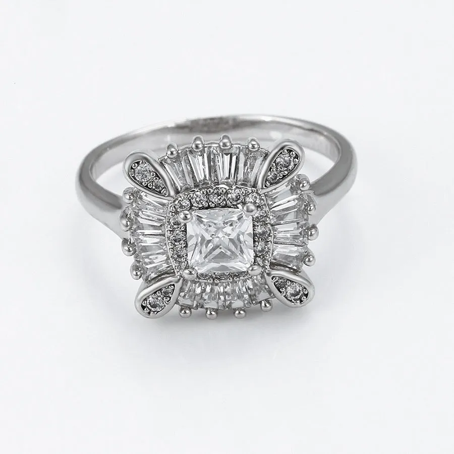 Rhodium Plated CZ Diamond Ring