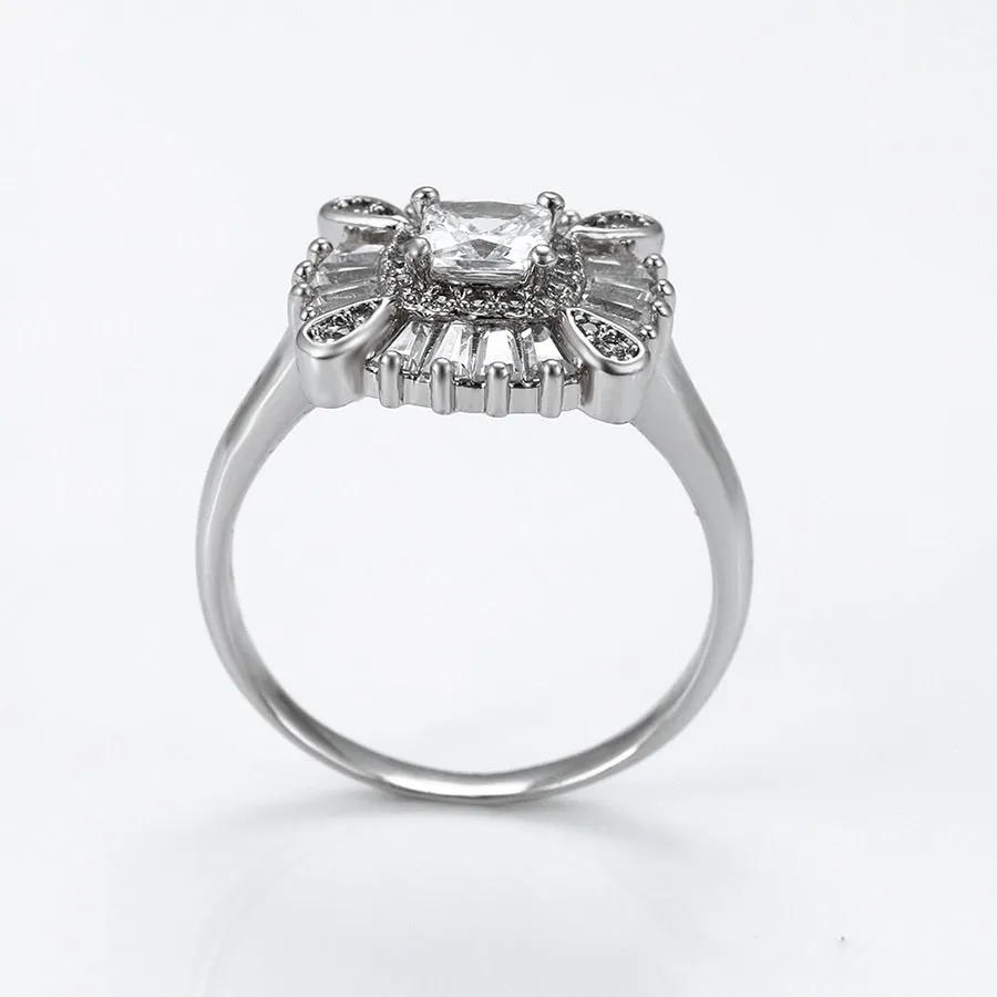 Rhodium Plated CZ Diamond Ring