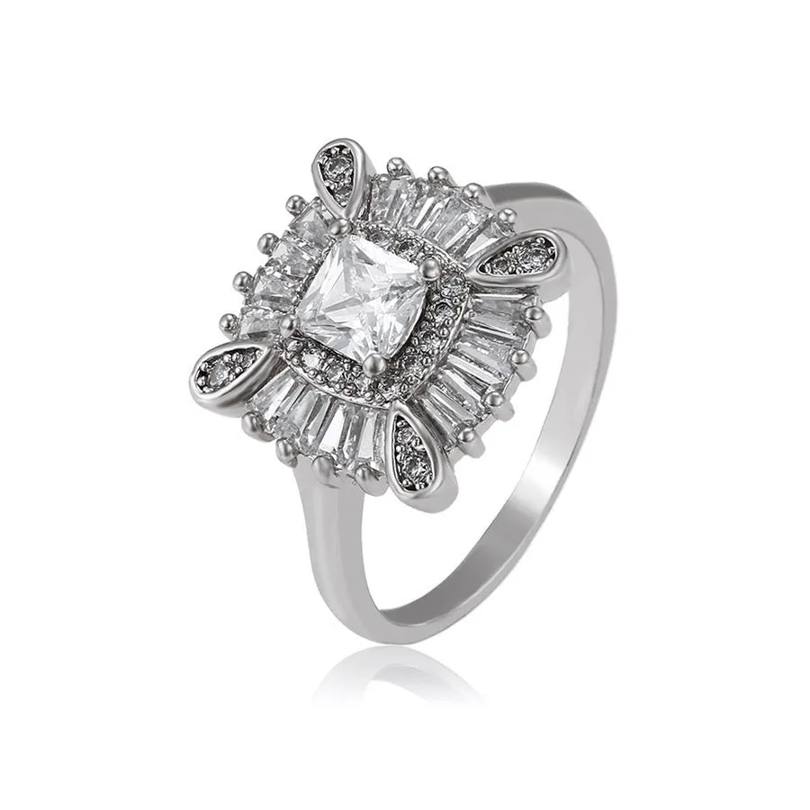 Rhodium Plated CZ Diamond Ring